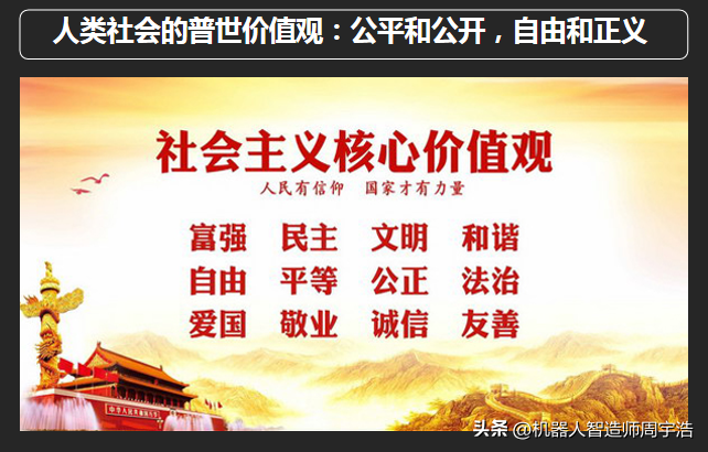 人类社会普世价值观:公开和公正,自由和正义