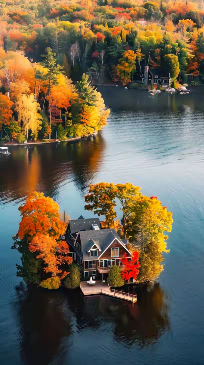 湖边秋色 #风景# #壁纸