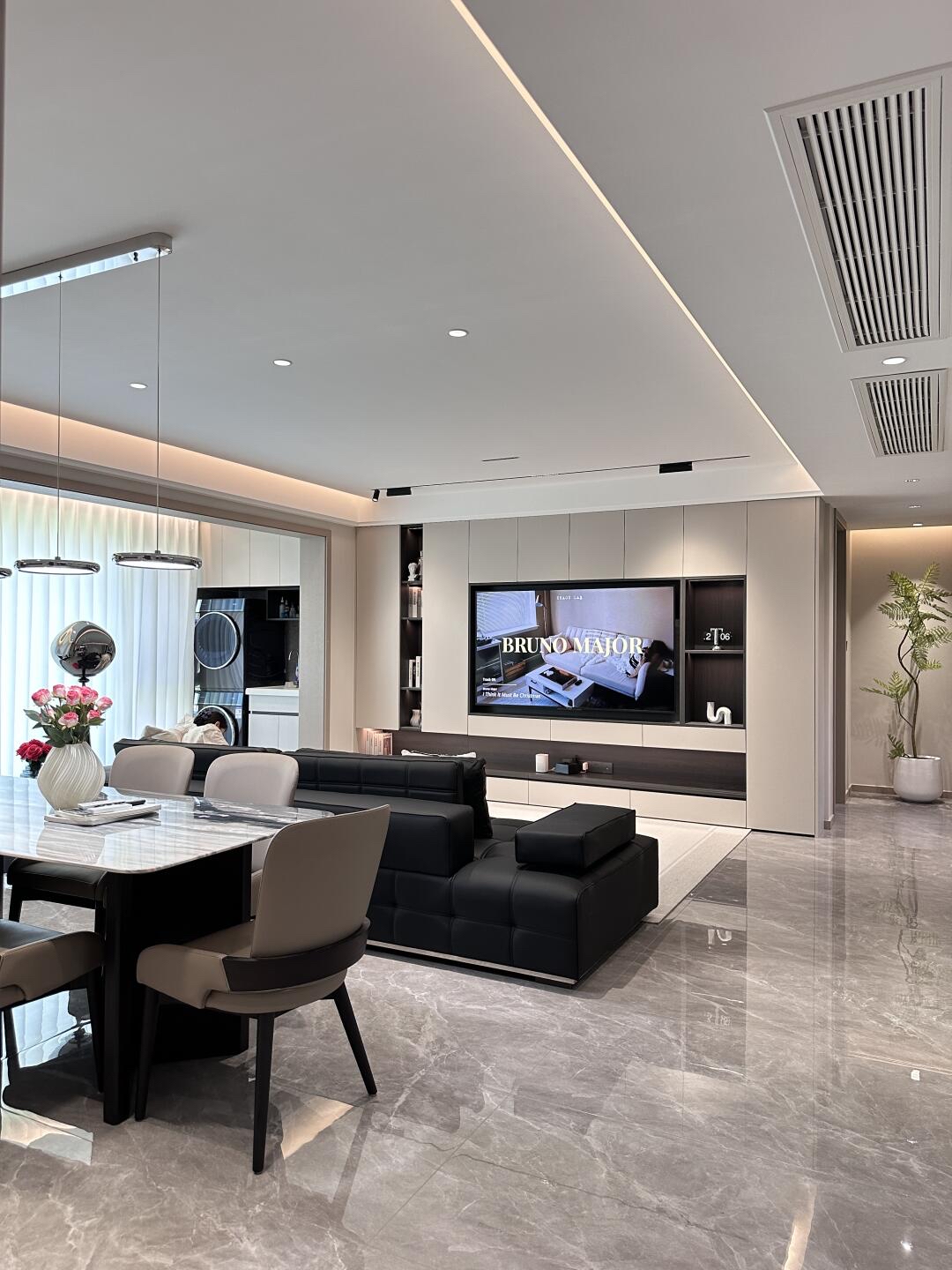 宽厅户型装修效果图大横厅客厅装修效果图客厅布局横厅客厅装修实景图