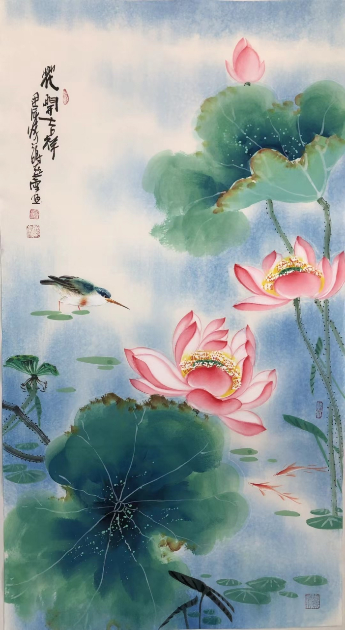 国画荷花作品题款内容图片