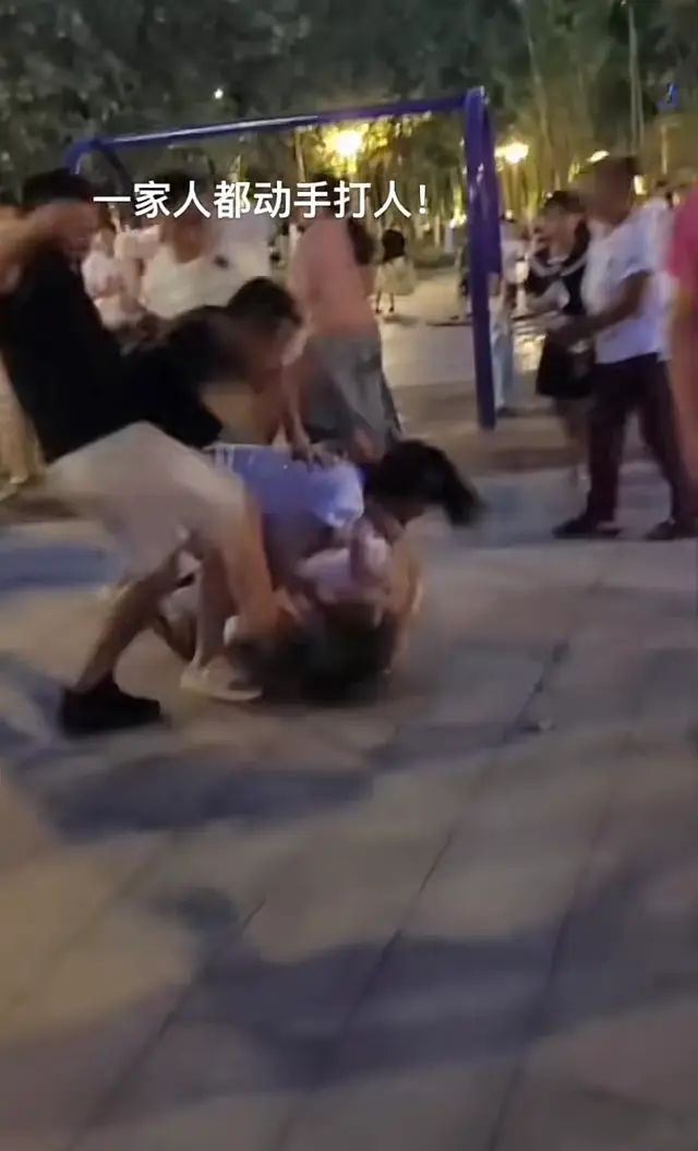 重庆带娃女子在游乐场被老人喊来5人围殴,目击者:路人也被打了