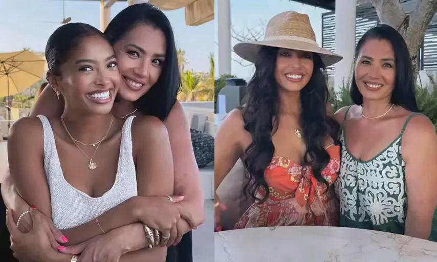 瓦妮莎一家亮相海滩,身材瘦回巅峰状态,小女儿身高大变化