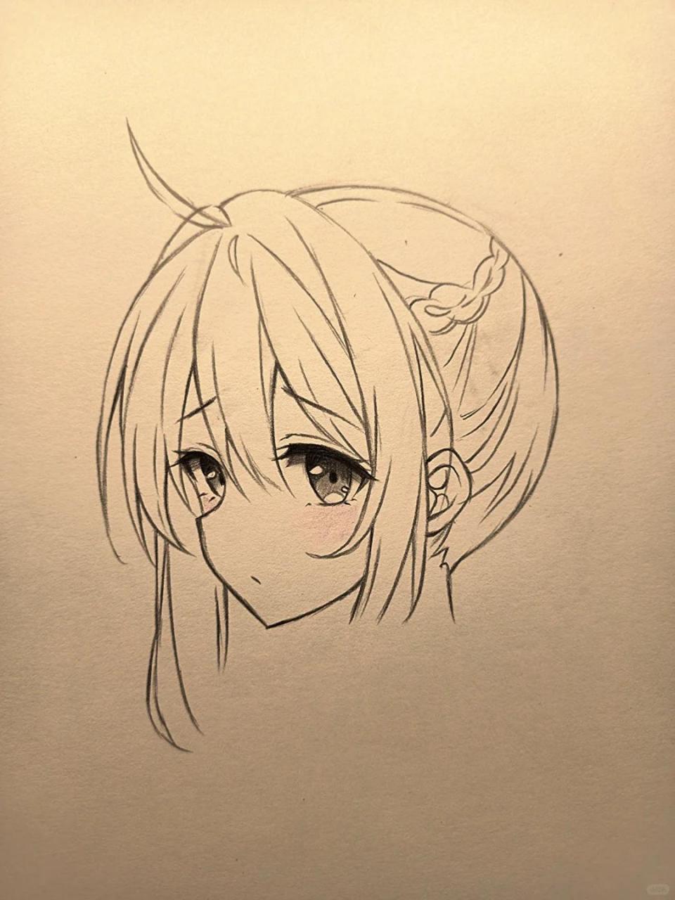 扎高马尾女生绘画过程