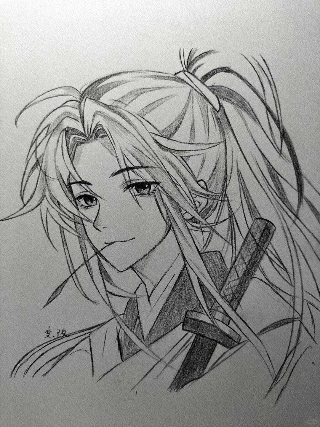 古风男生绘画过程图