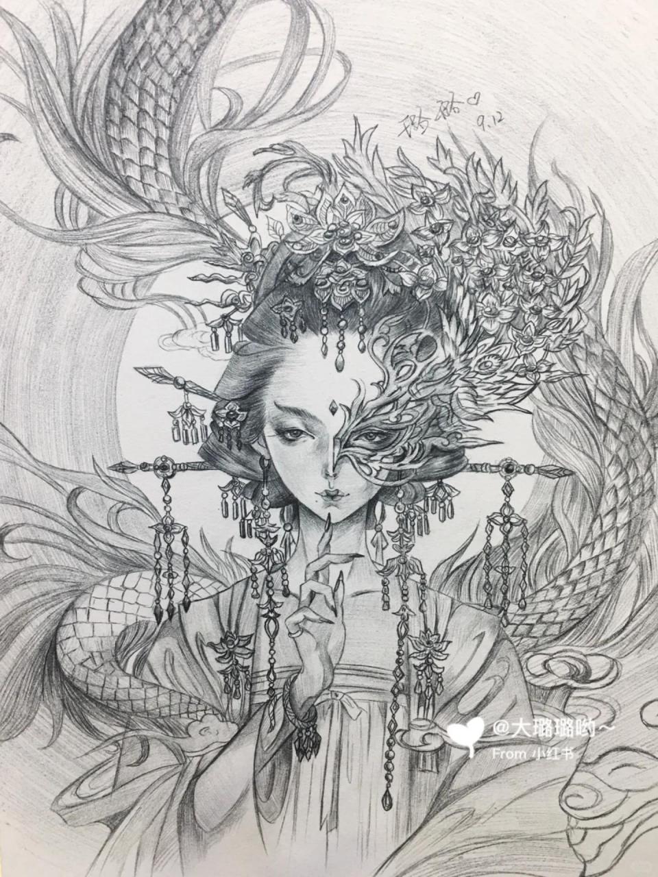 依旧用的自动铅笔啦99 看着难[赞r]其实好画的哦!