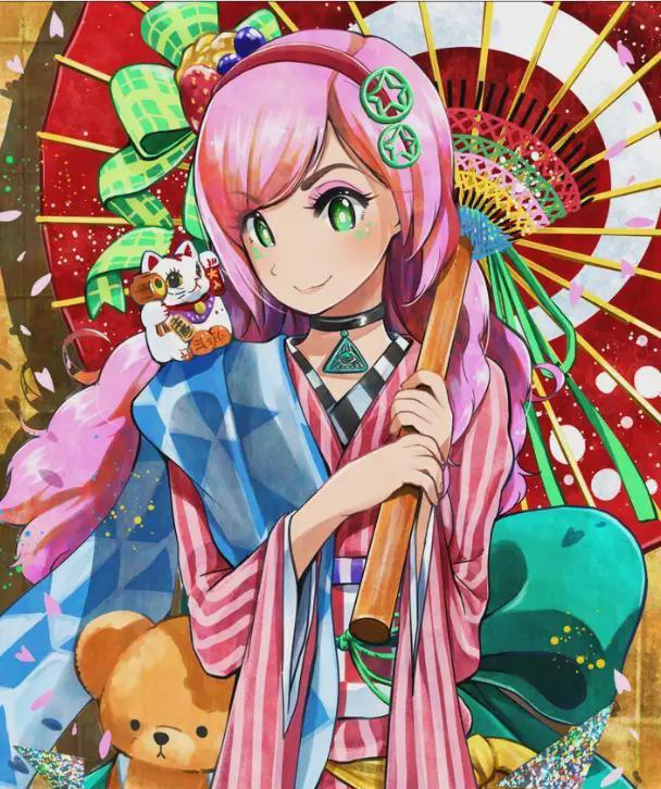 绘屏 色彩缤纷的日系和服少女画法教程!