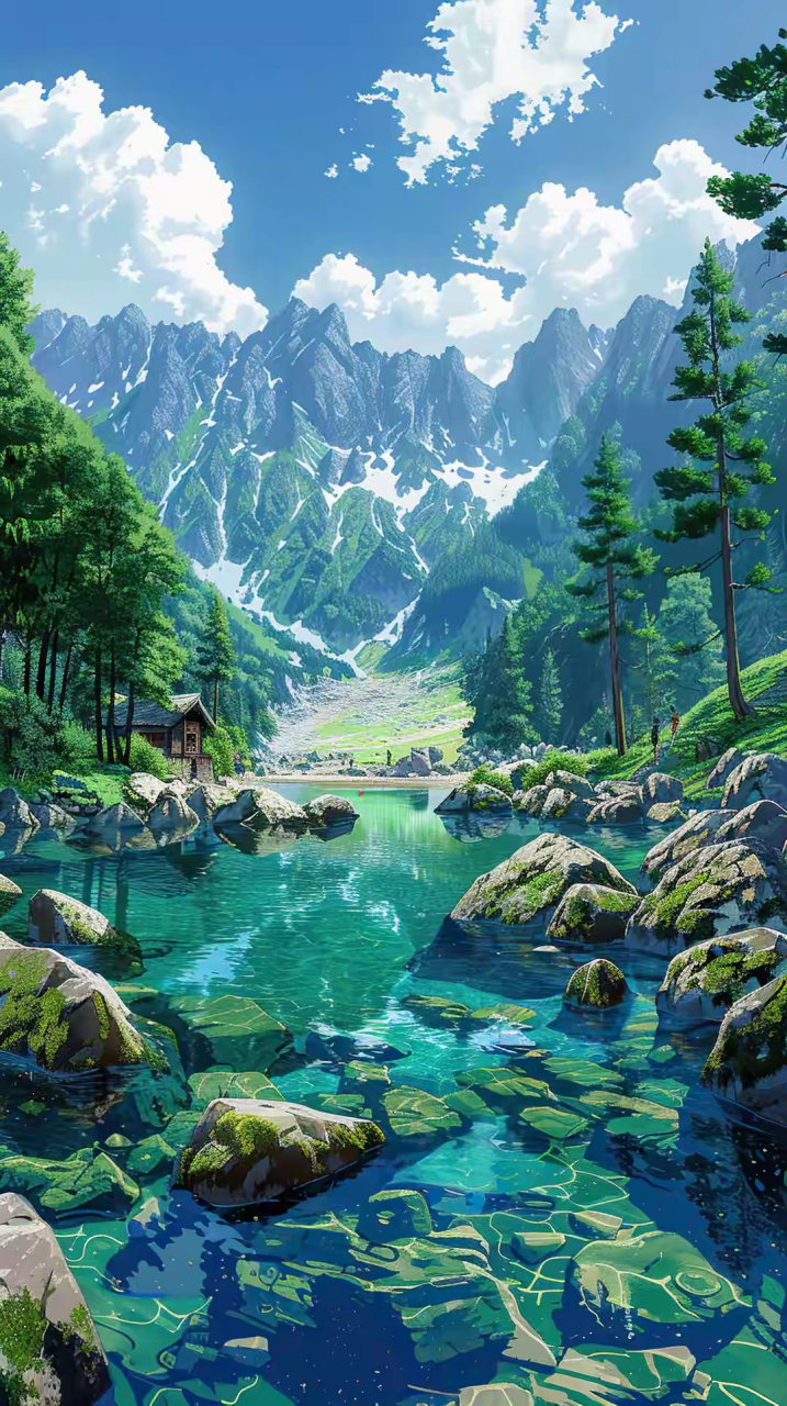 山间小溪|高清壁纸 #风景# #壁纸