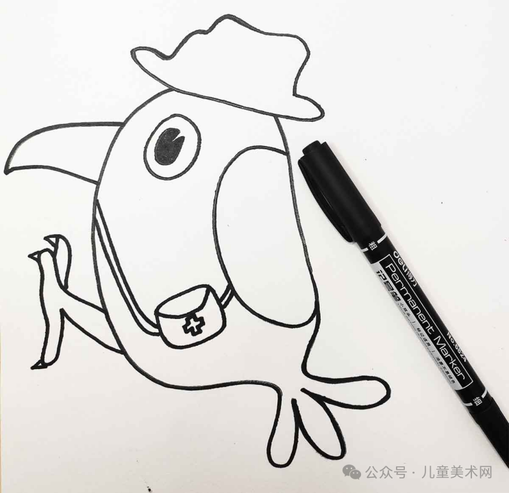 少儿创意线描画教程(绘本故事)-勤劳的啄木鸟