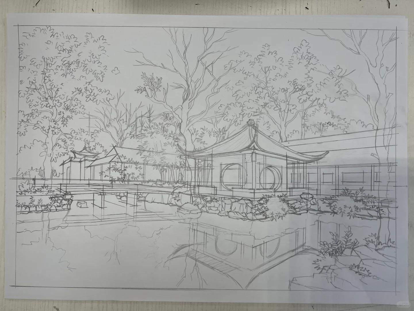 中国古典园林手绘! 详细古典园林手绘画法步骤来了!