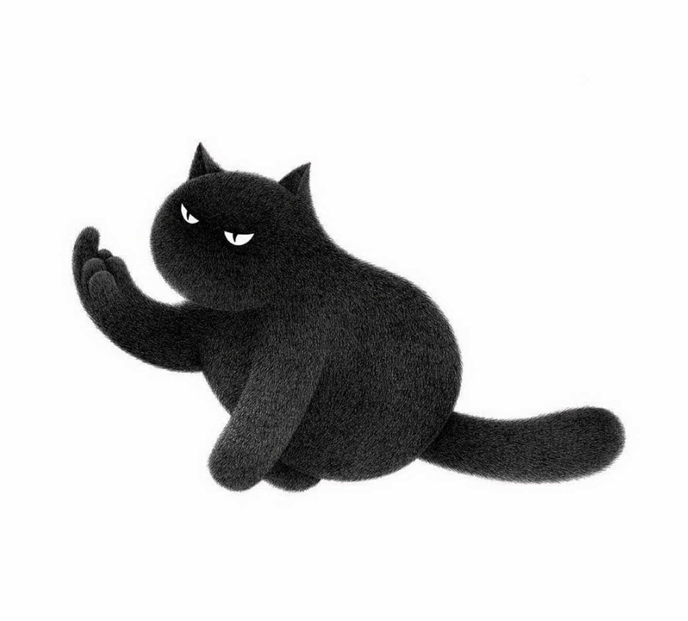 fong绘制的猫咪插画作品,他用墨水绘制出可爱的猫咪形象,表情与皮毛
