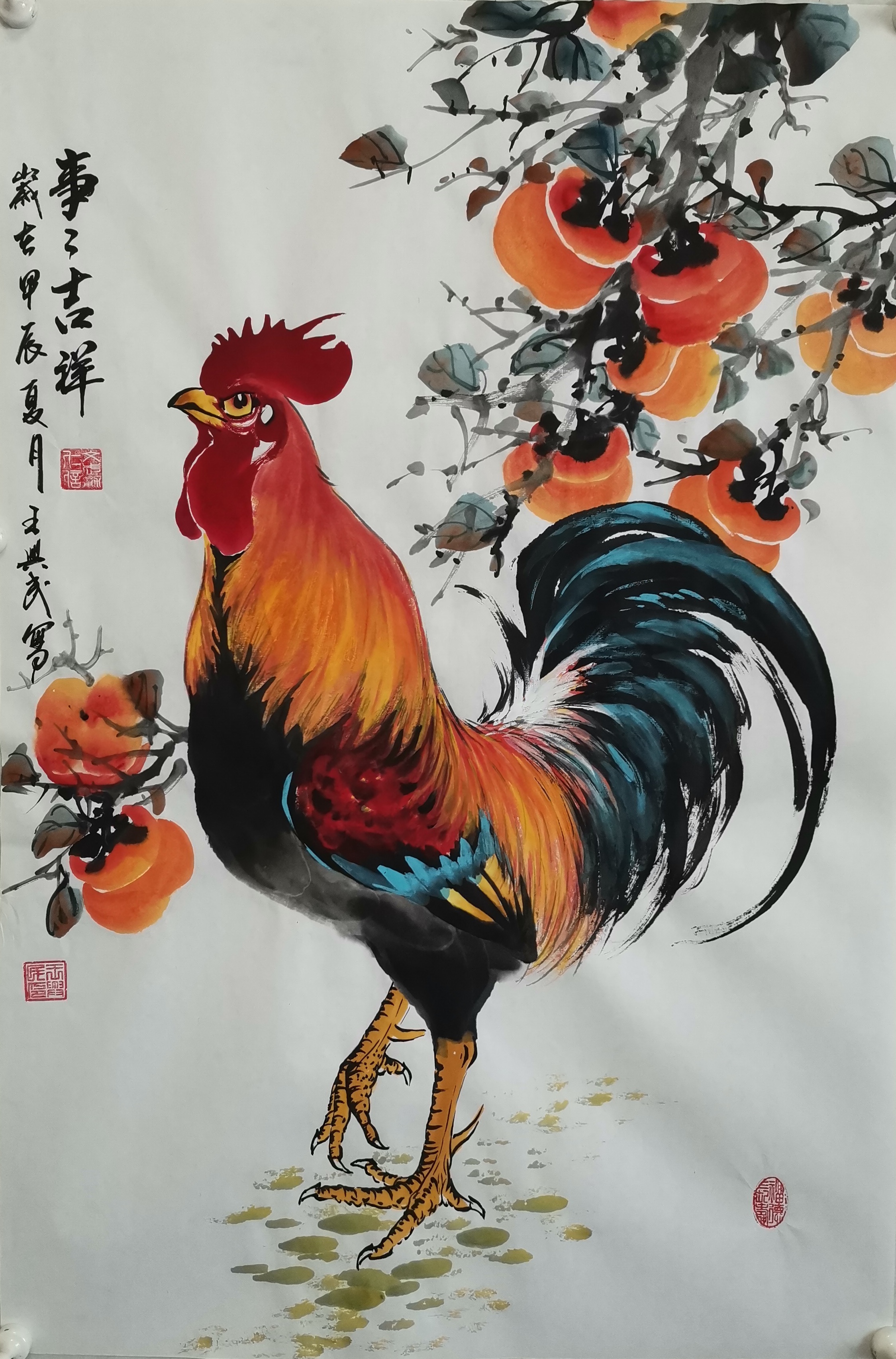 王兴民国画公鸡:难得一见,国画精品