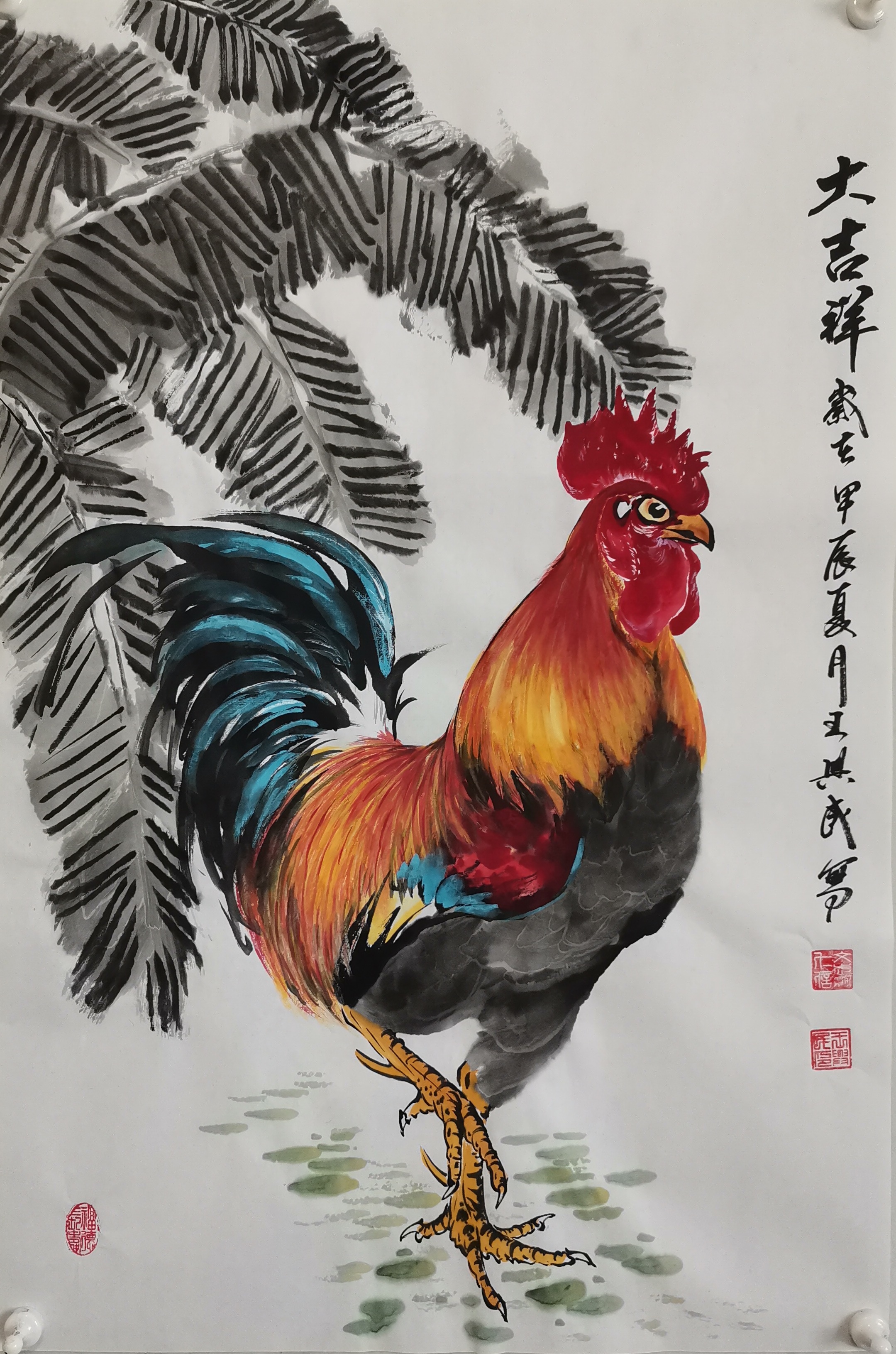 王兴民国画公鸡:难得一见,国画精品