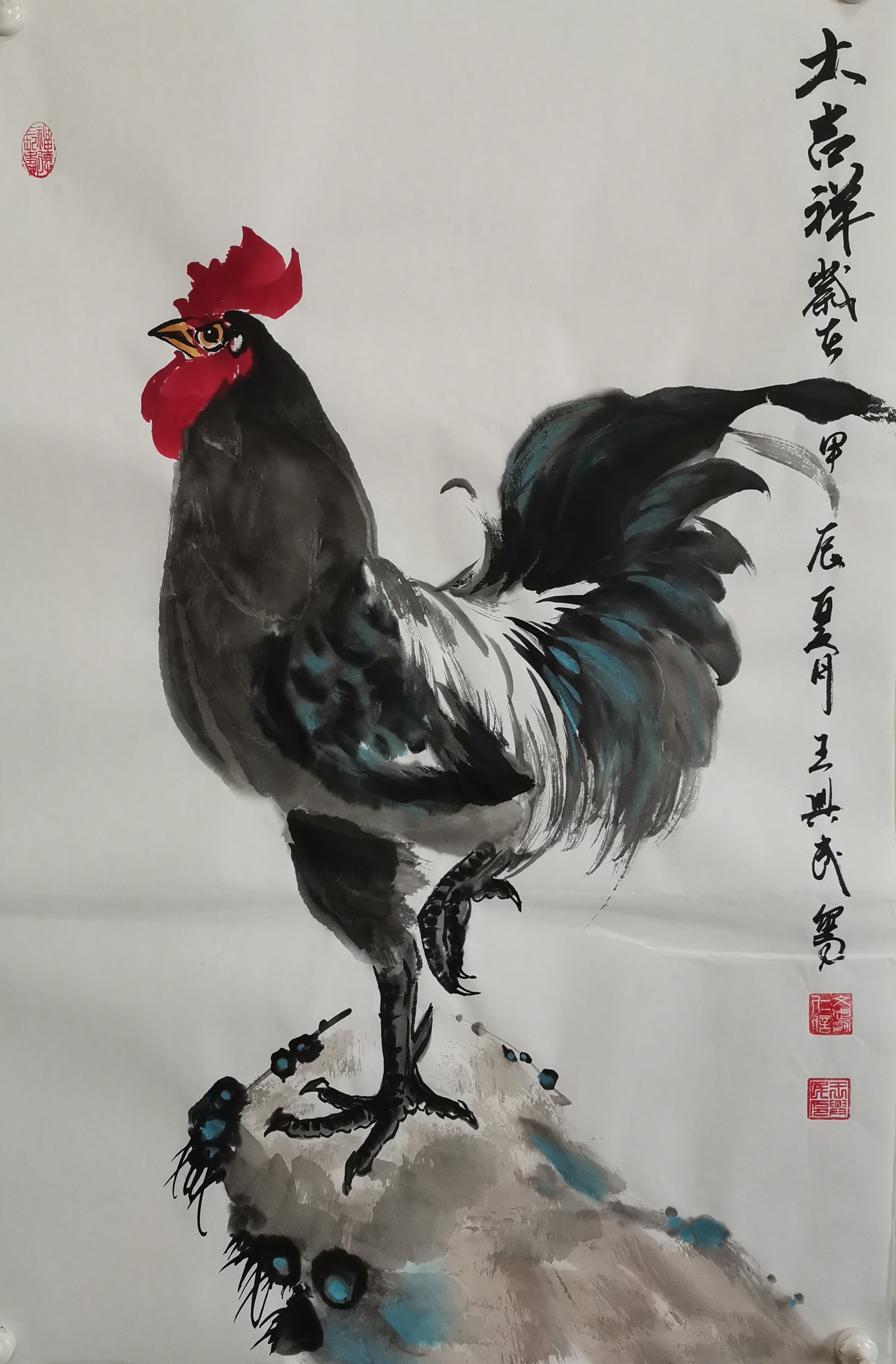 王兴民国画公鸡:难得一见,国画精品