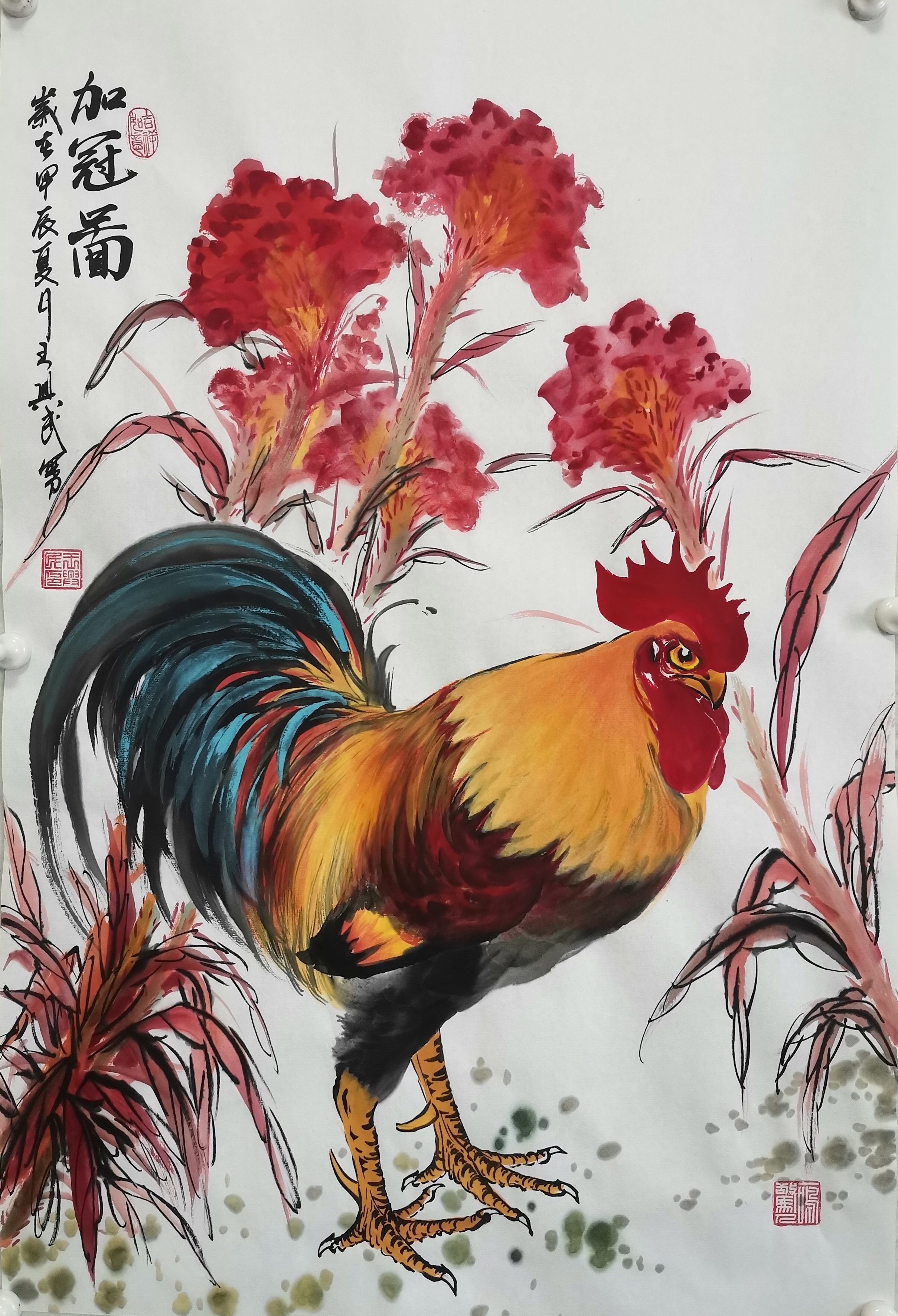 王兴民国画公鸡:难得一见,国画精品