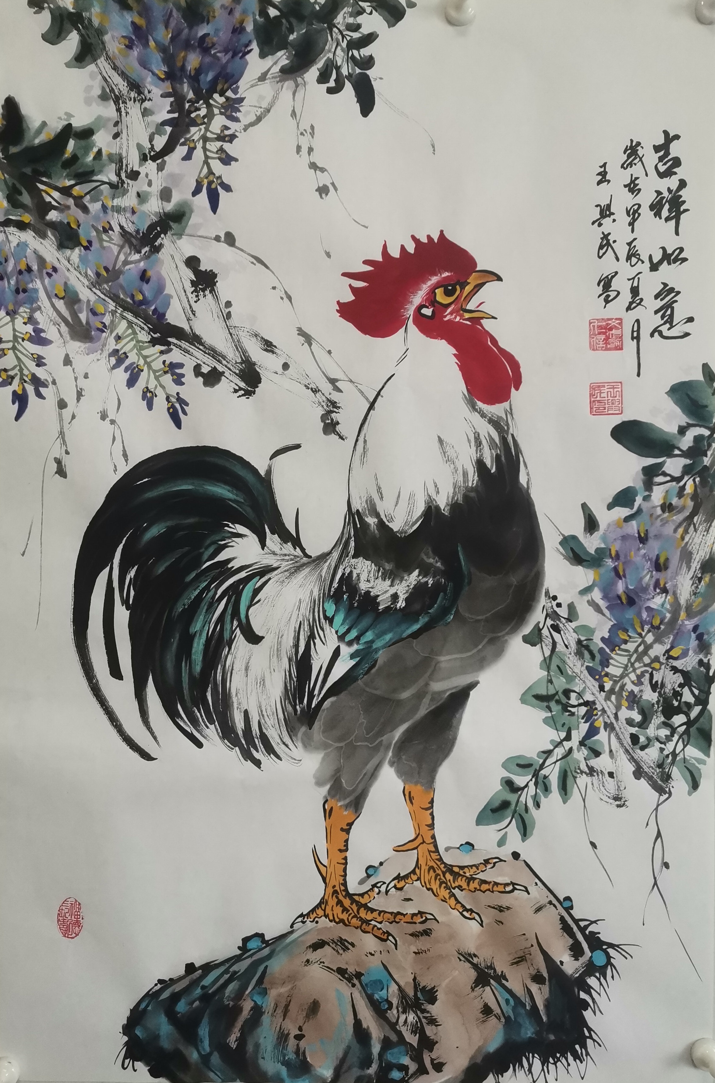 王兴民国画公鸡:难得一见,国画精品