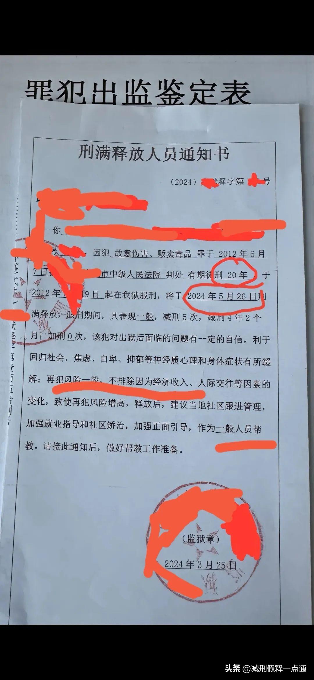 罪犯入监通知书样本图片