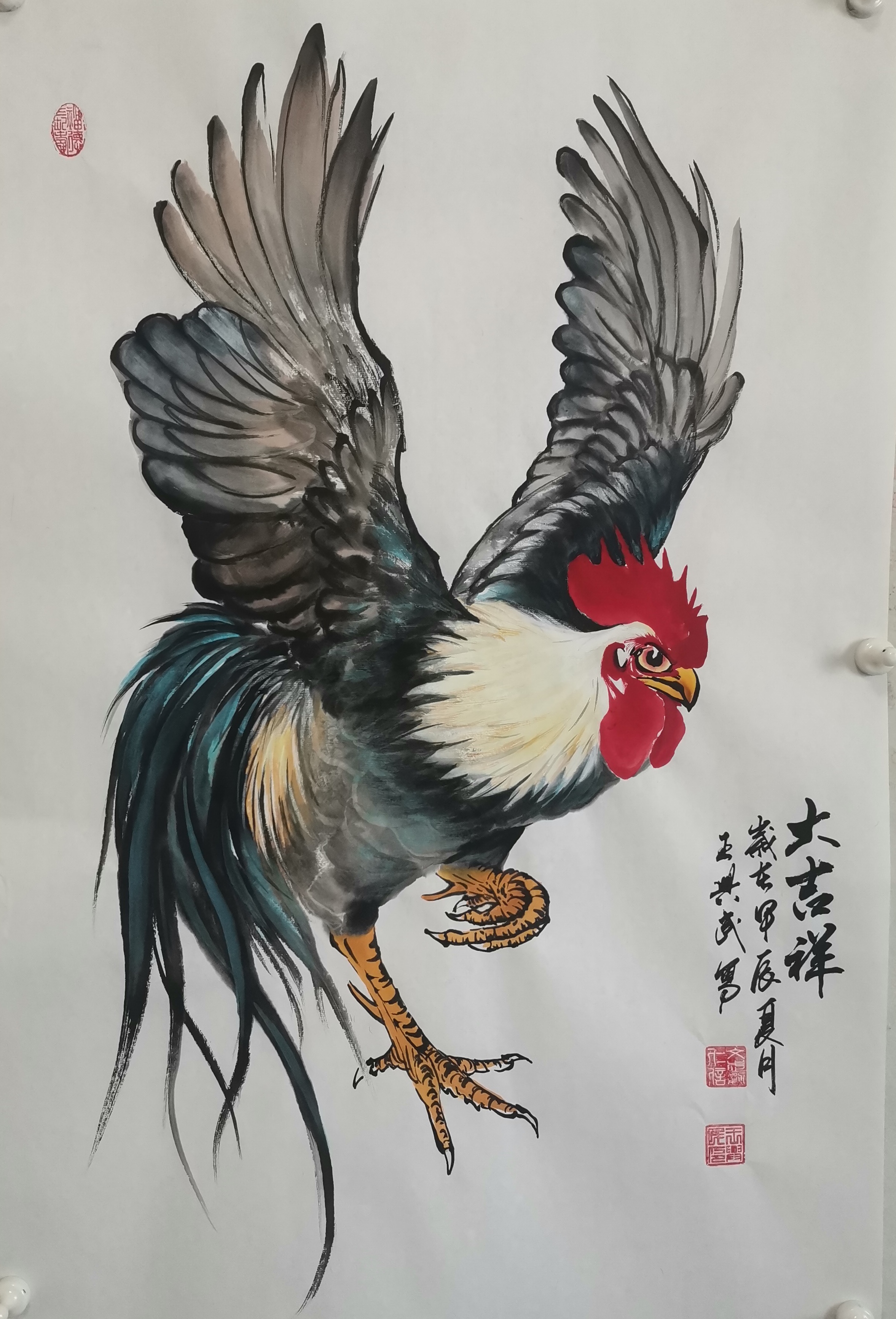 王兴民国画公鸡:难得一见,国画精品