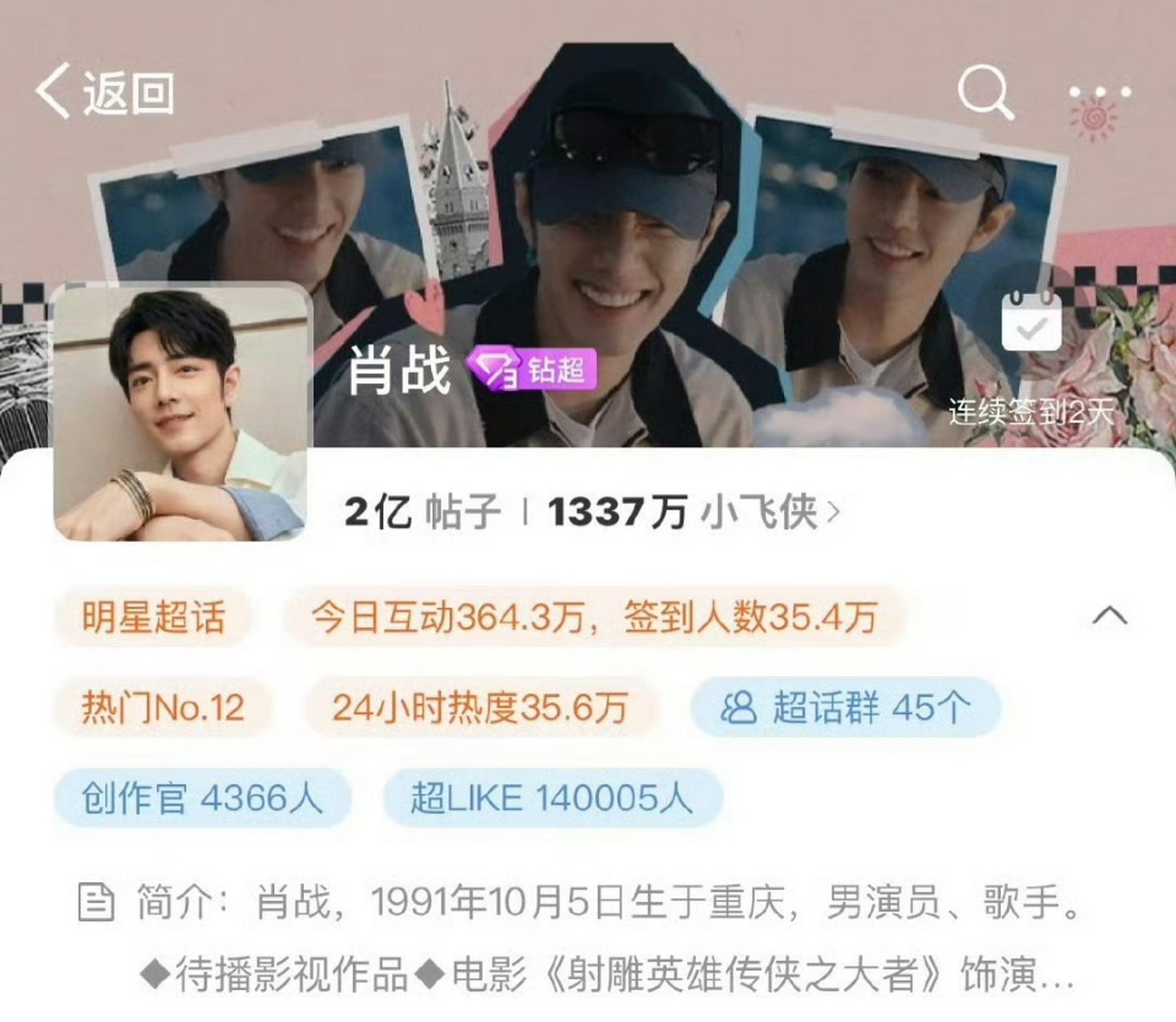 肖战超话超like14万多,是不是被震惊到了?