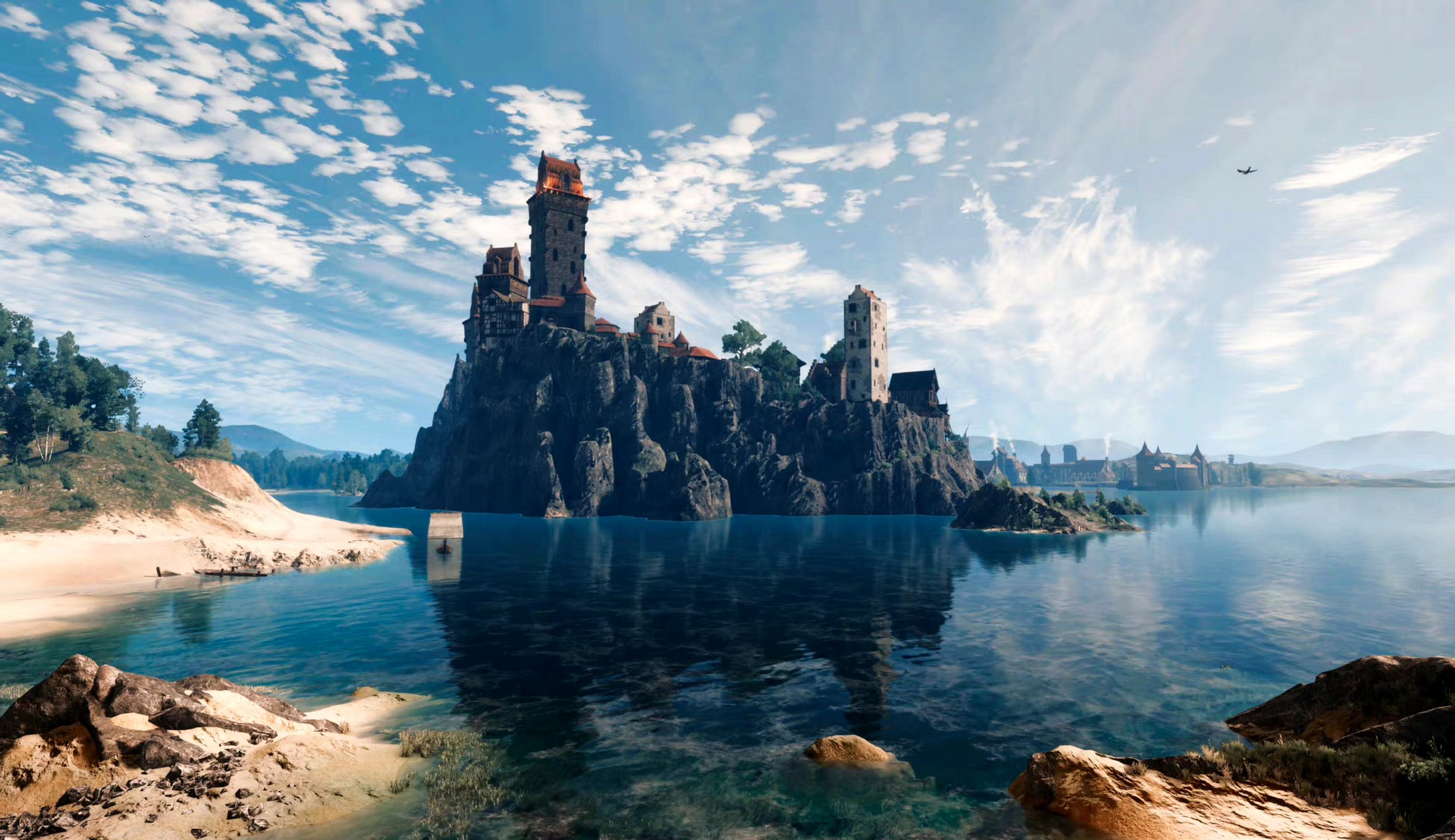 《巫师3:狂猎》游戏摄影,用细腻的建模展现了海岸和城镇的风景