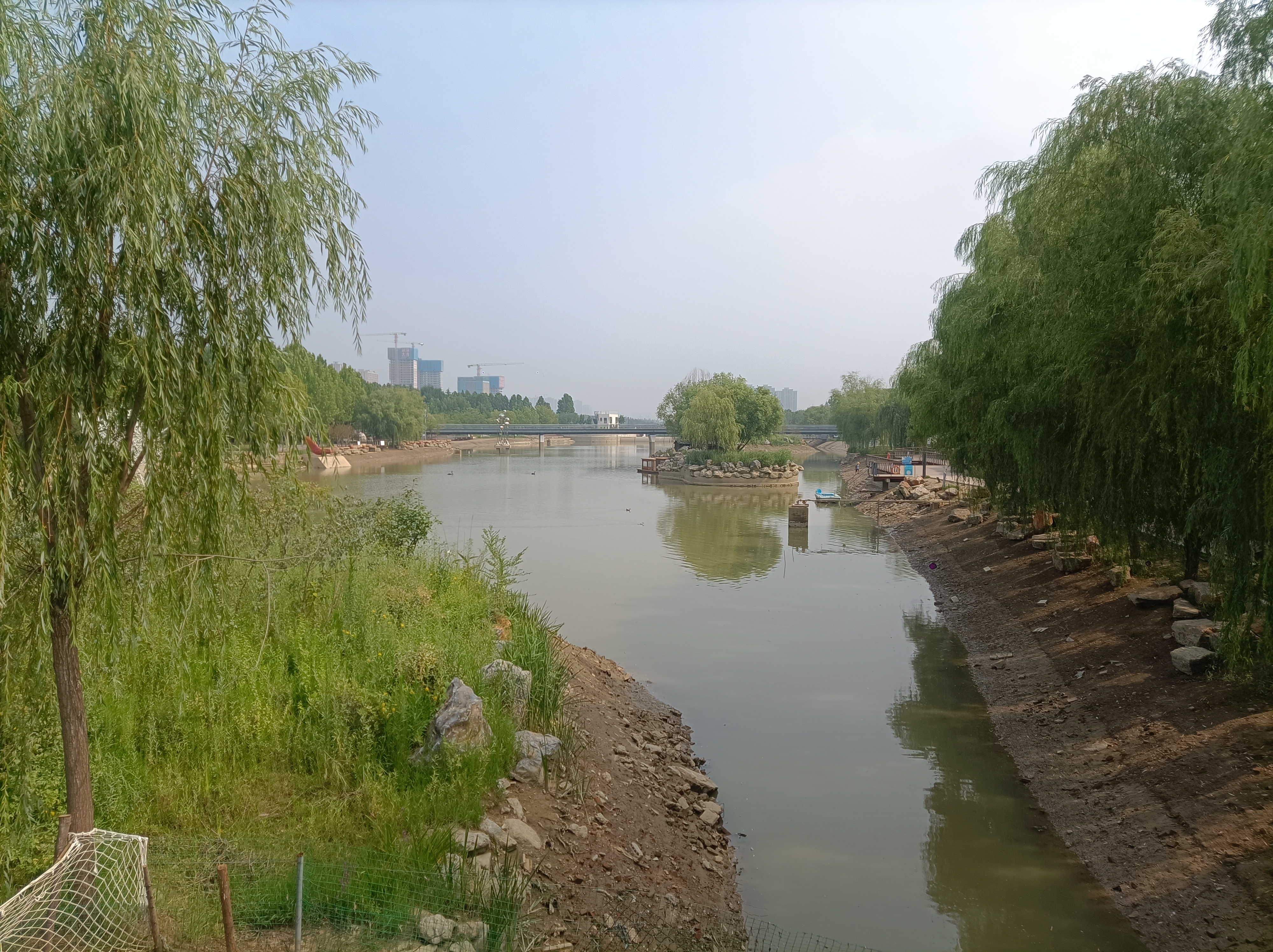 郑州夏日风光美,雕塑公园景色新,暑假一起逛郑州雕塑公园,碧水蓝天