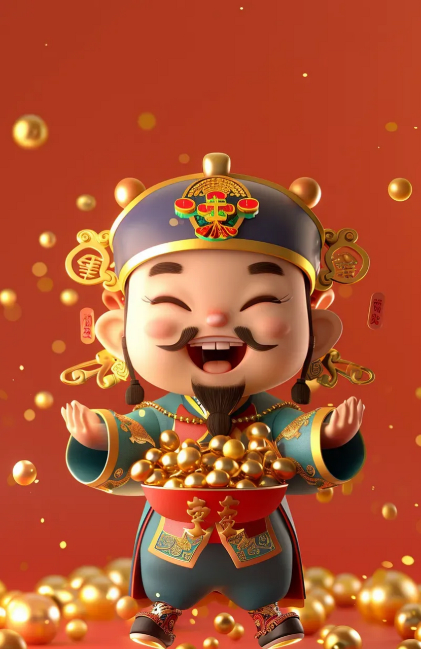 财神到,好运来!愿你 财运亨通,步步高升, 日进斗金.