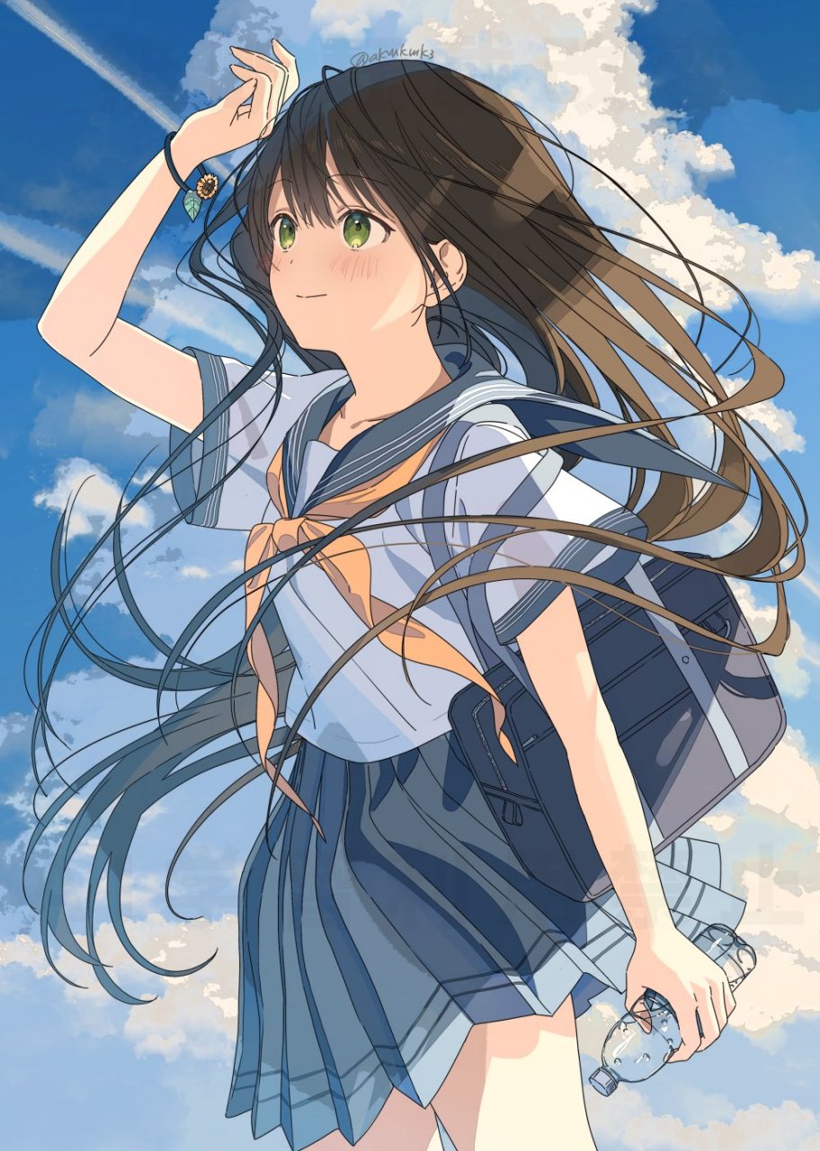 二次元# 水手服少女 twi:@akmkmk3