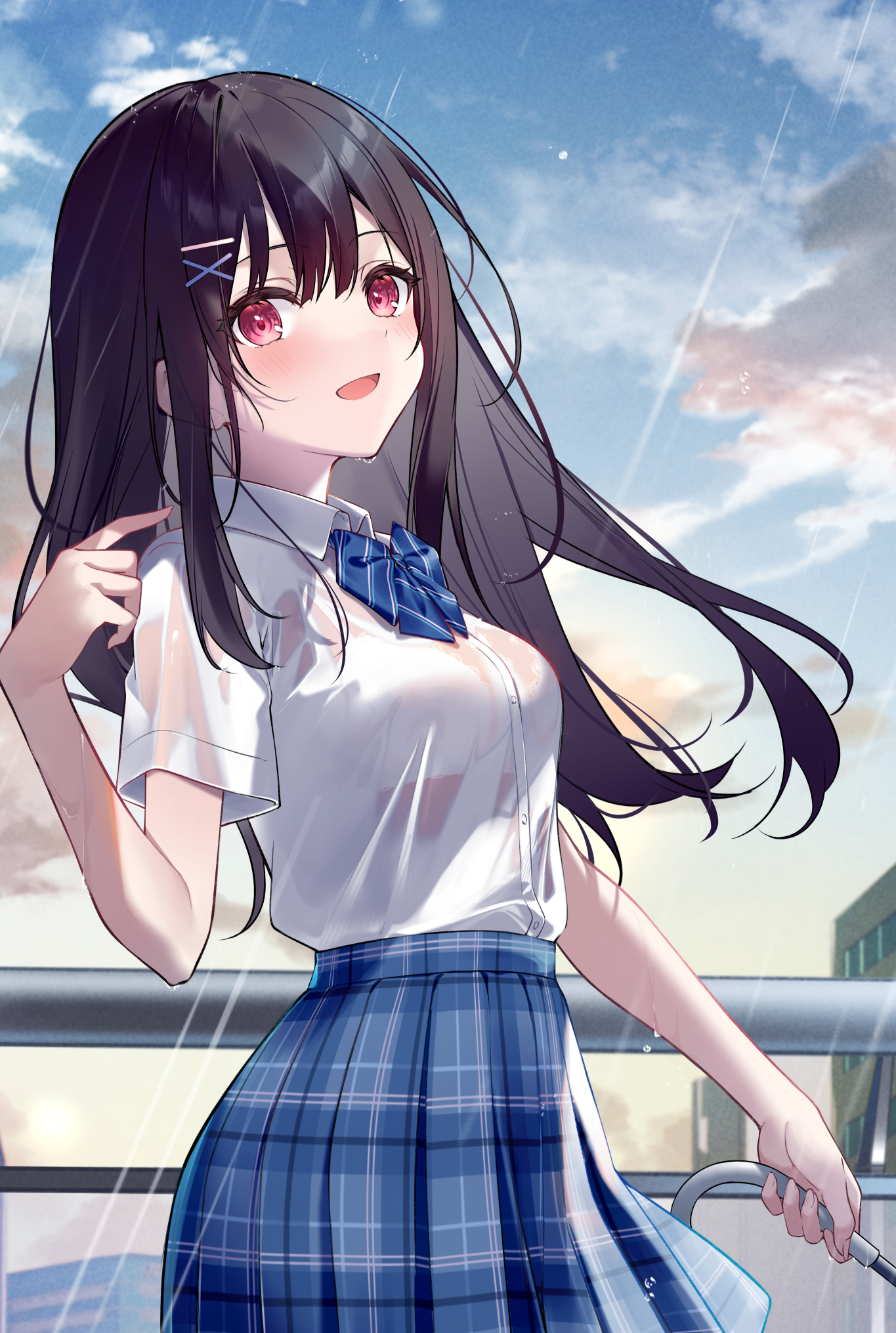 二次元雨中少女壁纸图片