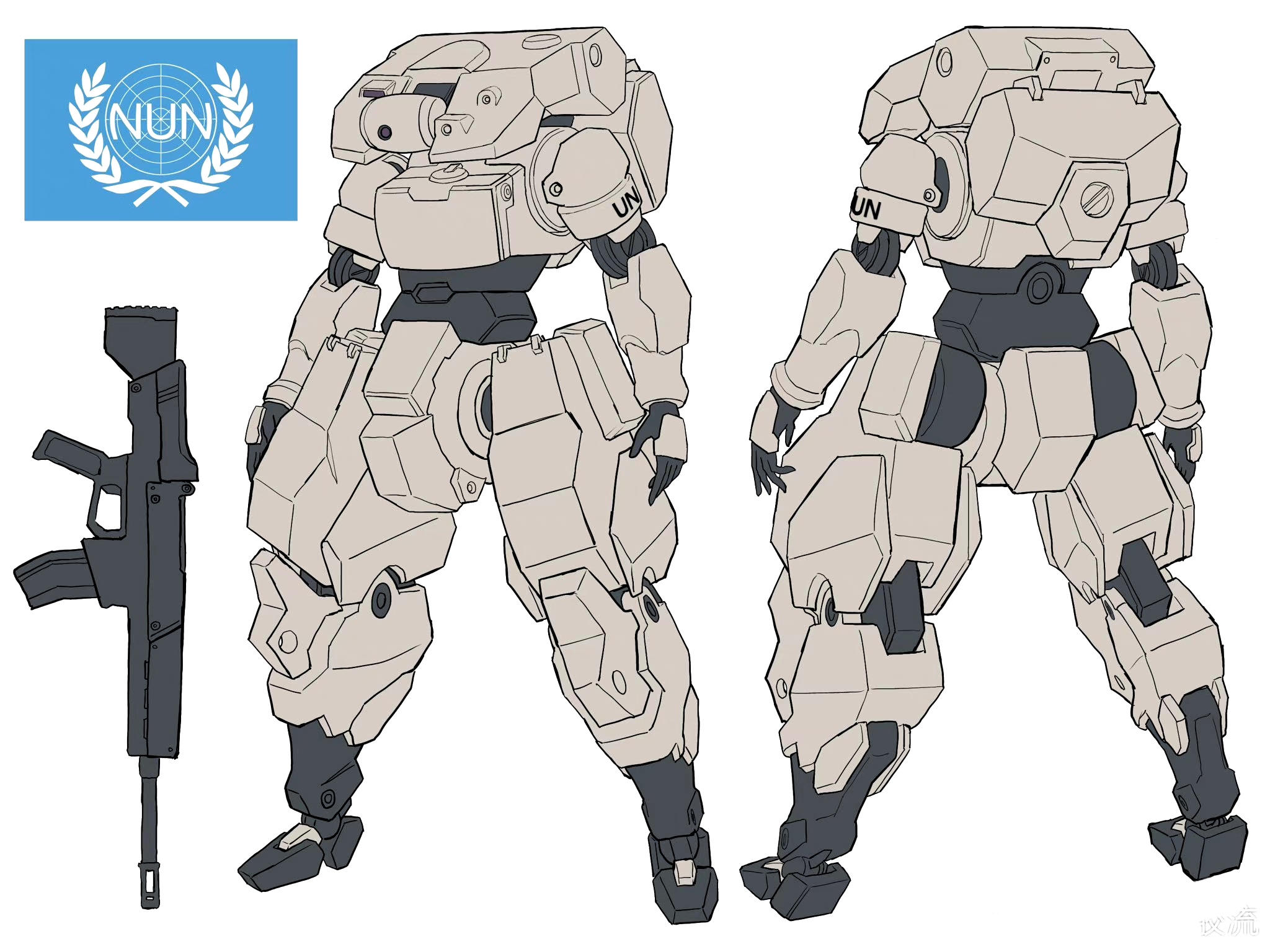 画师menma创作的一组机甲插画作品,根据国家的不同设计了有差异的机甲