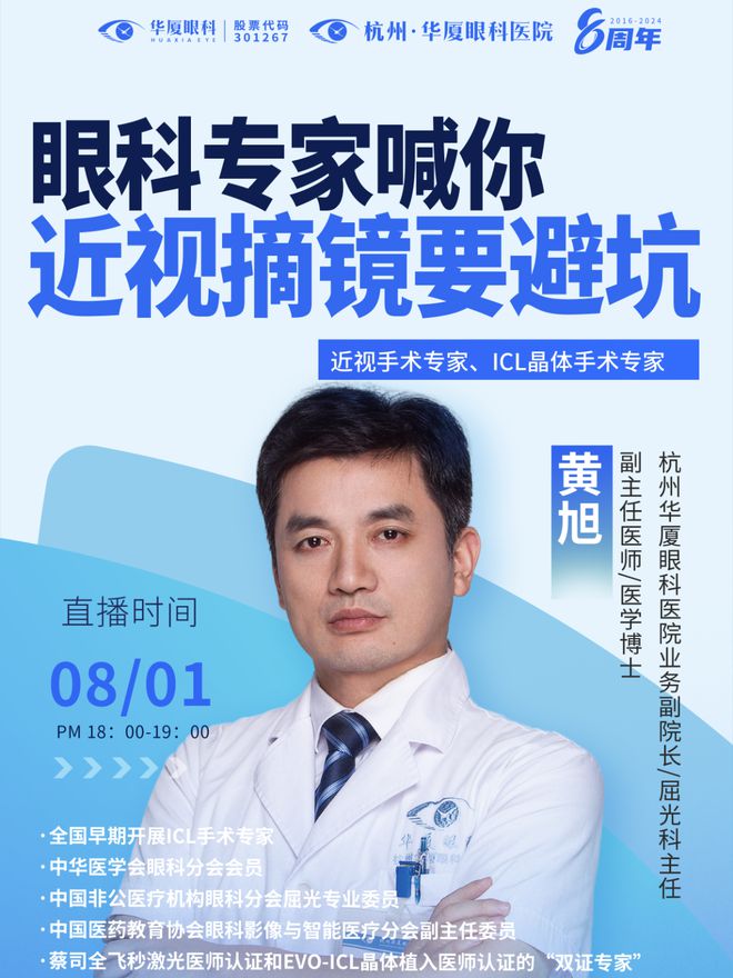 眼科专家黄旭将为你揭开近视矫正手术的神秘面纱!