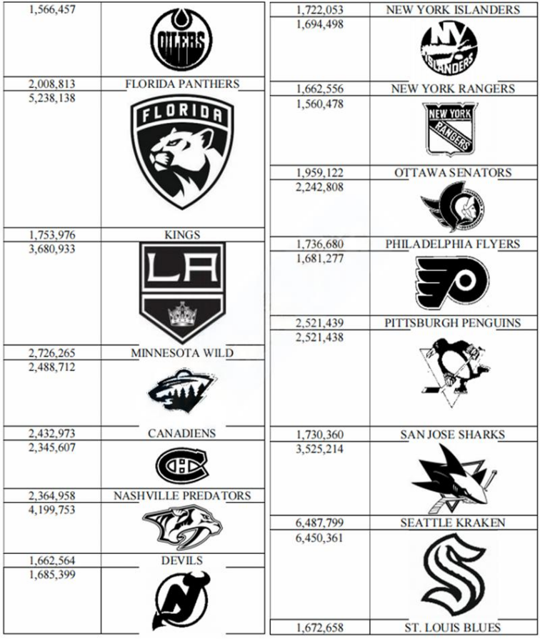 nhl冰球队队徽和队名图片