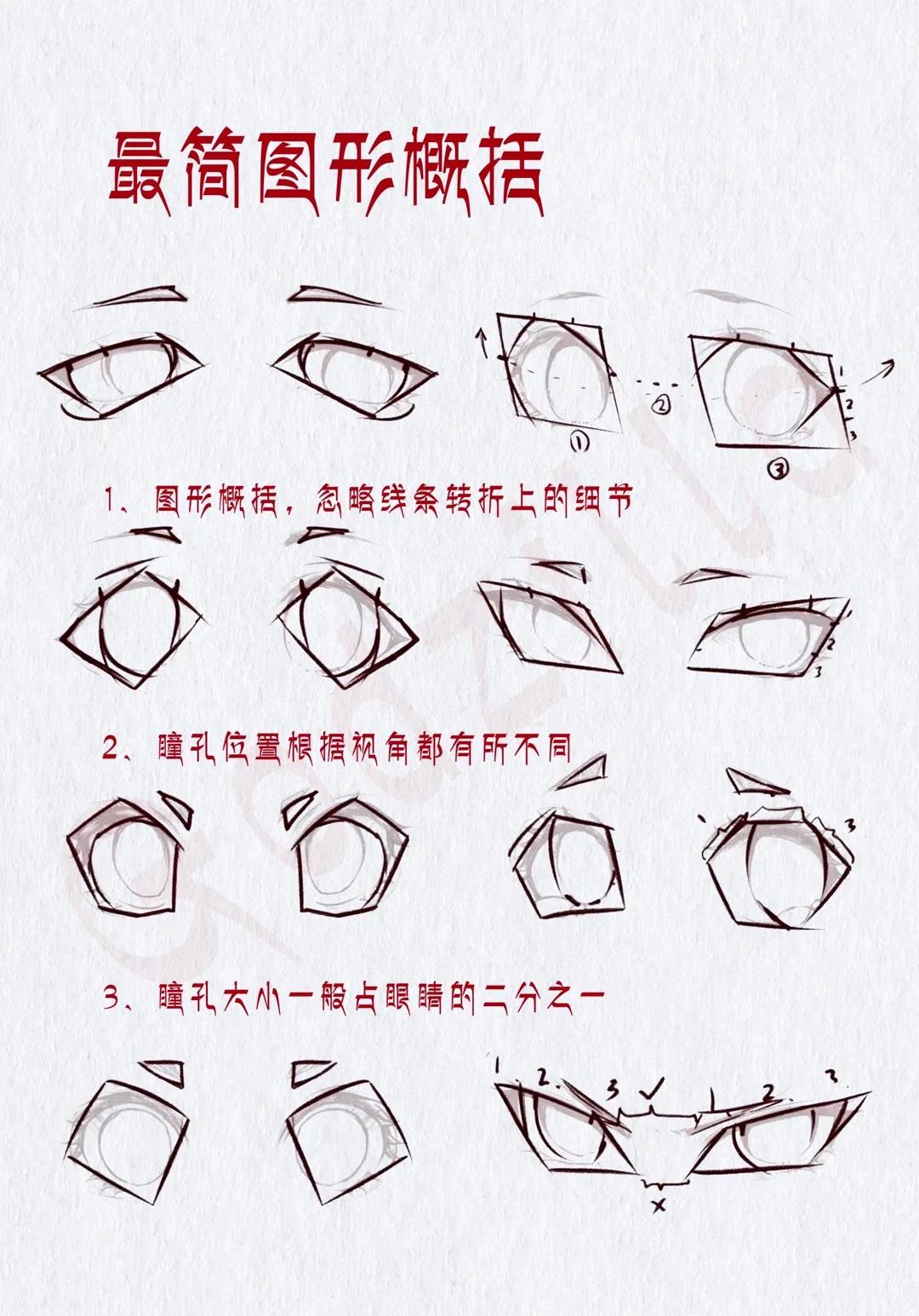 画画零基础入门教程 二次元动漫眼睛画法～ 不会画眼睛的小可爱可以