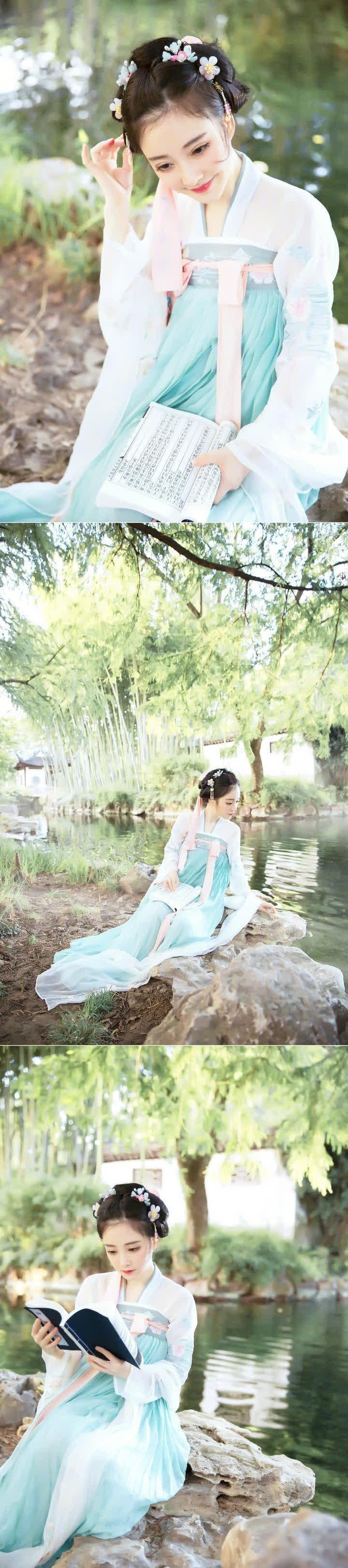 冯提莫国庆户外写真青衣古装有如小仙女下凡