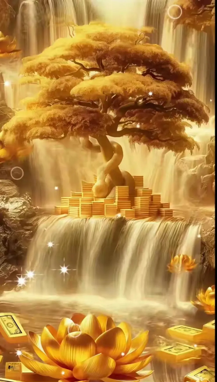 招财进宝|金色瀑布 流水生财#动态连更挑战# #巨量引擎广告# #我要上