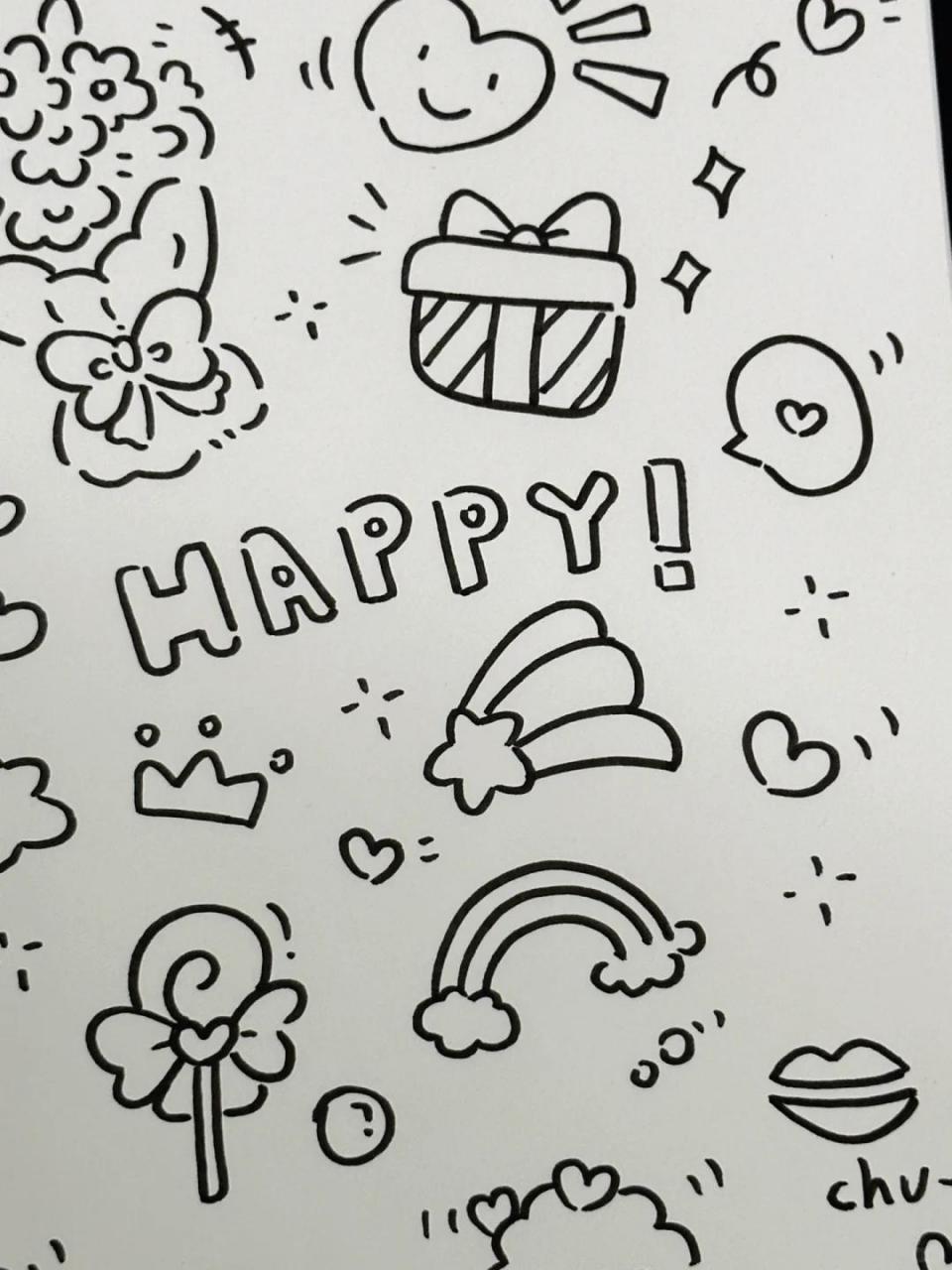 挑战100天简笔画【072】恋爱氛围手帐素材