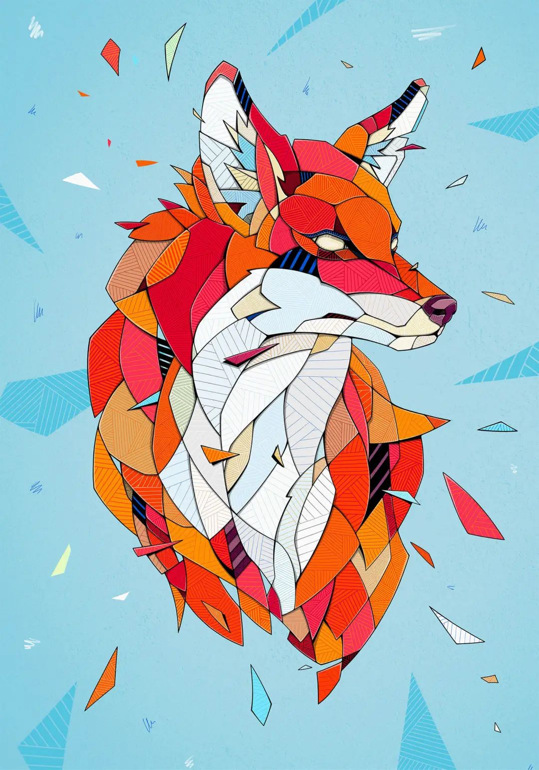 艺术家用几何碎片,组成绚丽画作,来自艺术家安德烈亚斯·普赖斯的作品