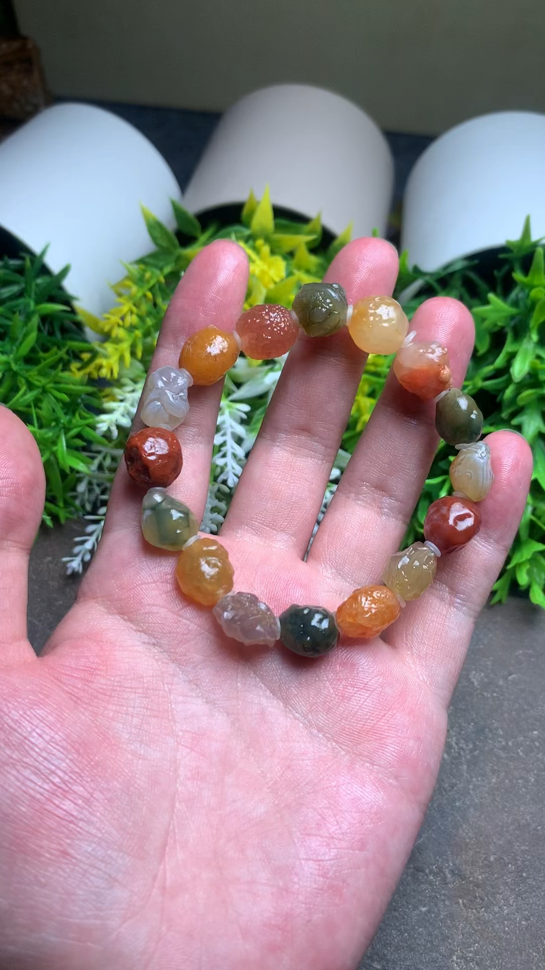 玛瑙手串,天然原石