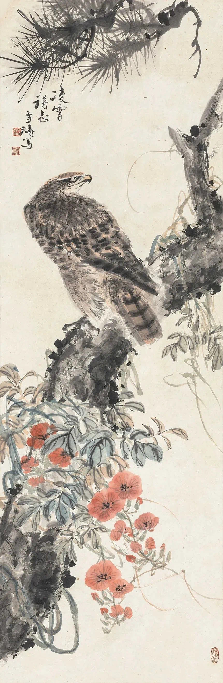 王雪涛《凌霄花》 王雪涛,原名庭钧,字晓封,号迟园,是中国现代著名的