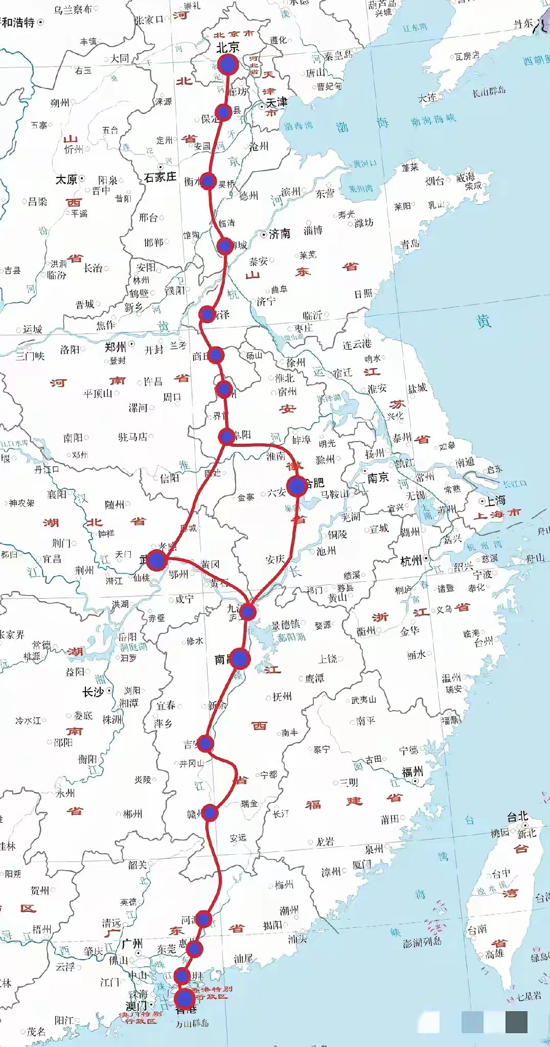 根本没有所谓的京港高铁 原来叫京九高铁,是京九普铁的高铁化,京九线