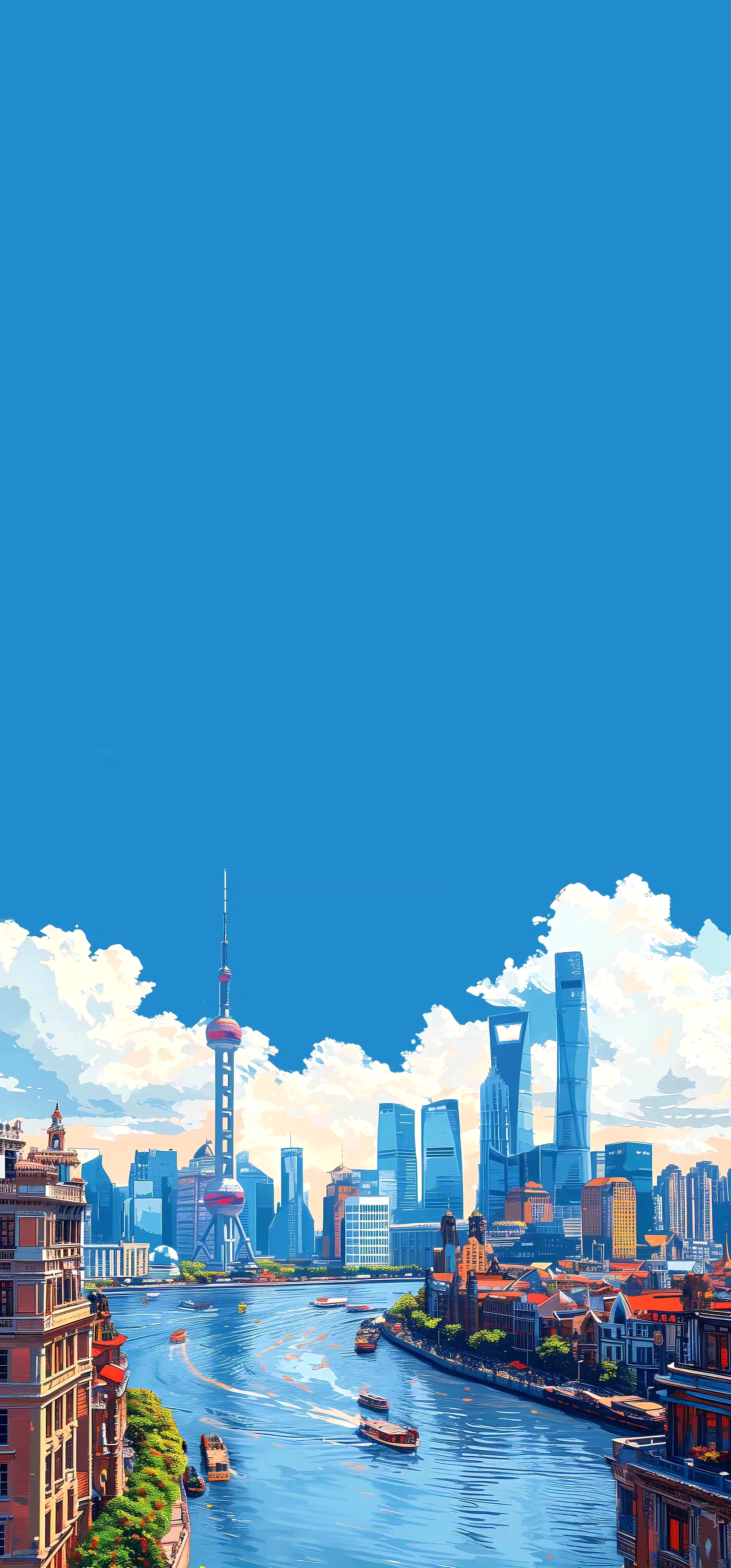 分享一组动漫风景插画作品,用细腻而生动的色彩描绘了夏日都市与森林