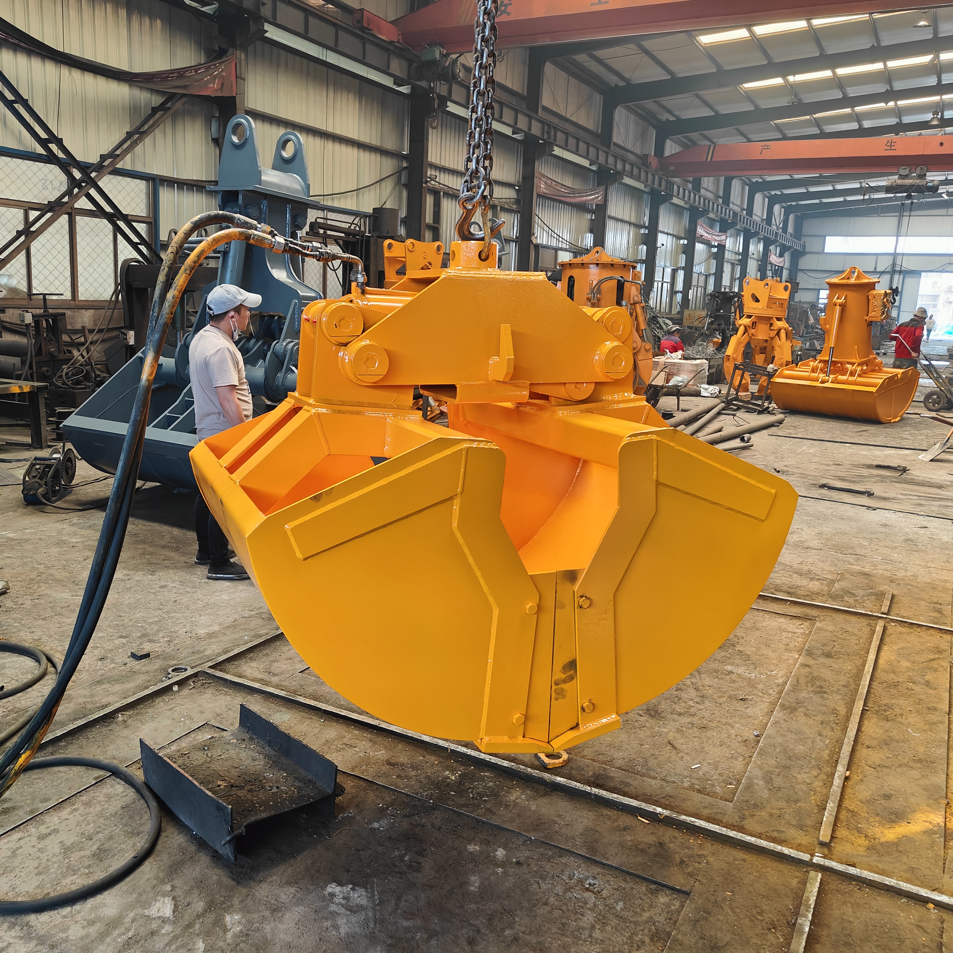 挖掘机河道沟渠清淤抓泥贝壳斗,抓沙卸煤斗,液压两瓣抓斗