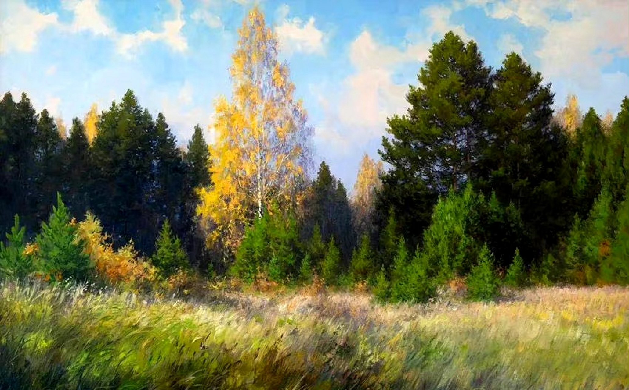 瓦迪姆·扎伊努林油画作品欣赏,他以俄罗斯风景画派的传统进行创作