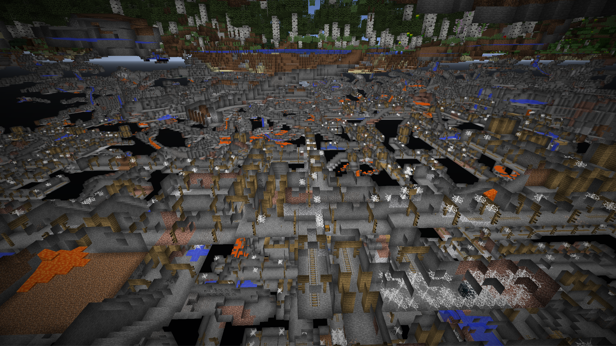 玩了那么久的mc,还是第一次见这种超大型范围的废弃矿井,整体结构密密