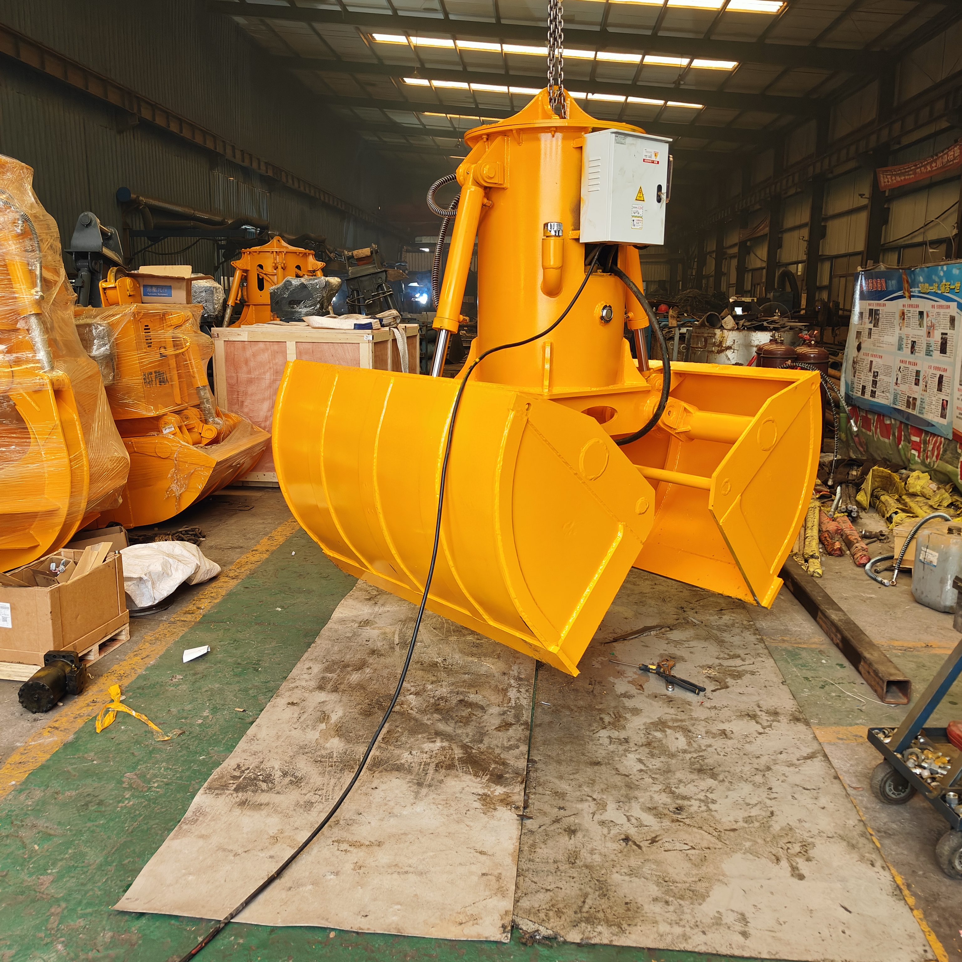 挖掘机河道沟渠清淤抓泥贝壳斗,抓沙卸煤斗,液压两瓣抓斗