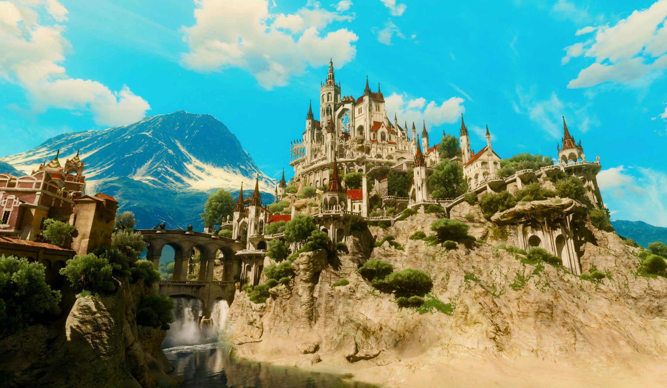 分享一组《巫师3:狂猎》游戏摄影,展现了山岭地带与市镇的风景,细致而