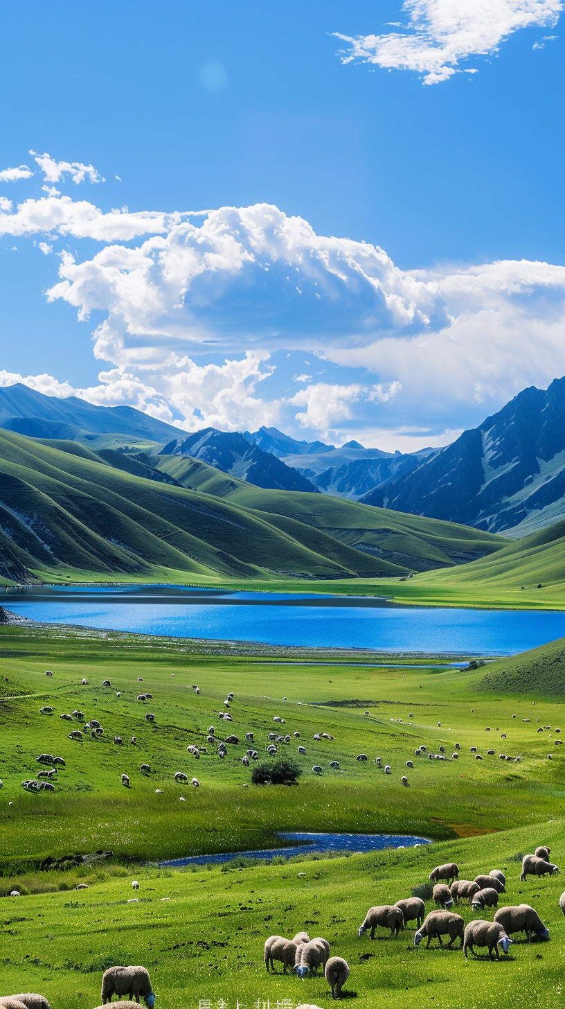 山静水清牧羊归,草原风光美如画.