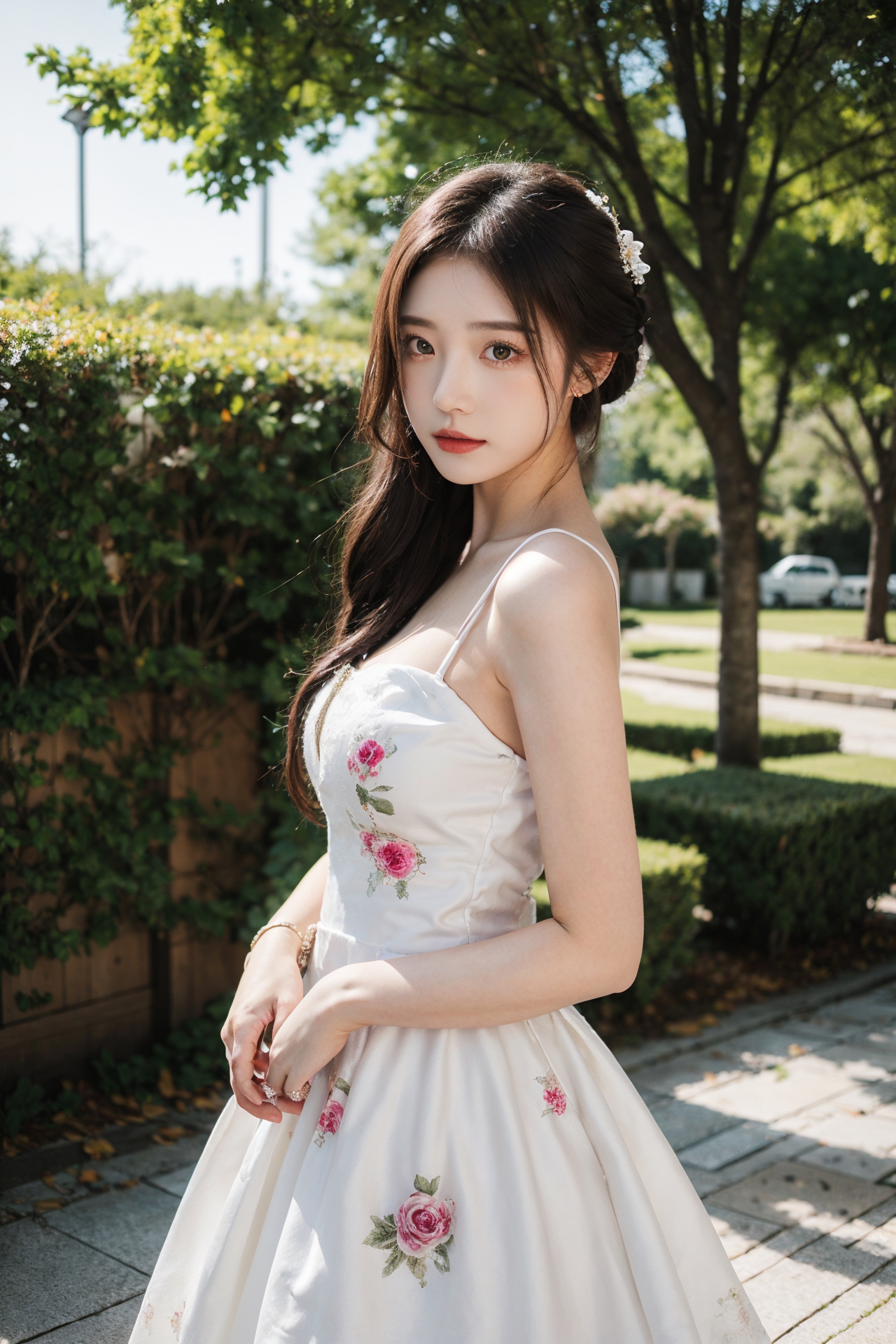 微卷的长发轻轻挽着白色的头纱点缀其中好温婉的新娘子啊