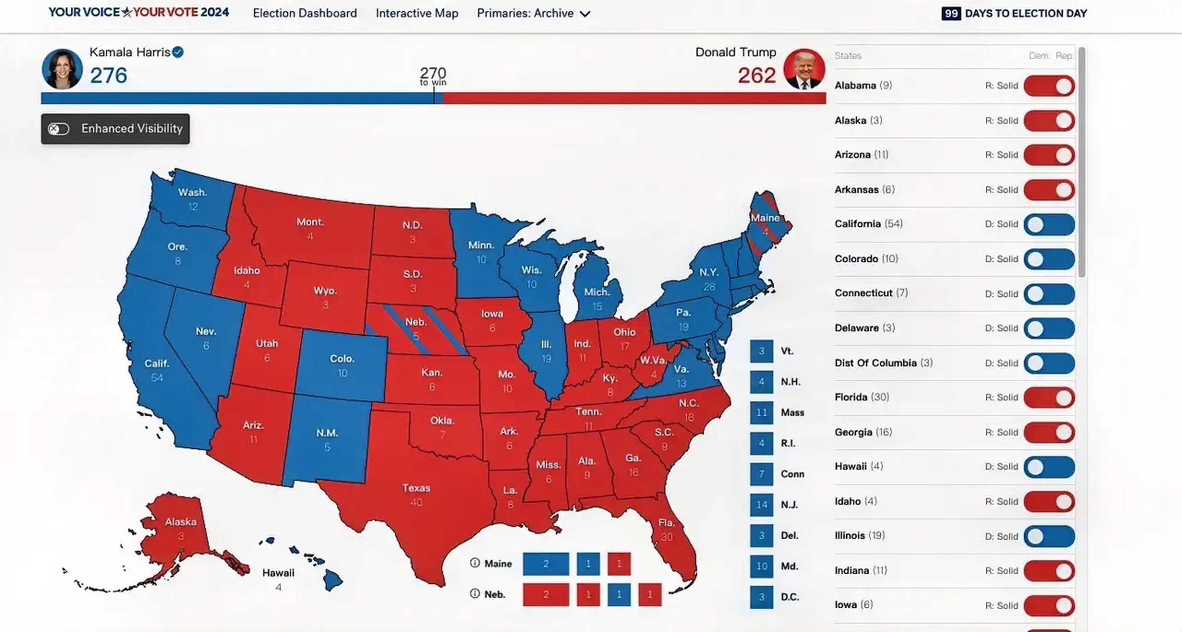 美国总统选举地图  美国的总统选举制度,并非完全依赖普选,而是每个州
