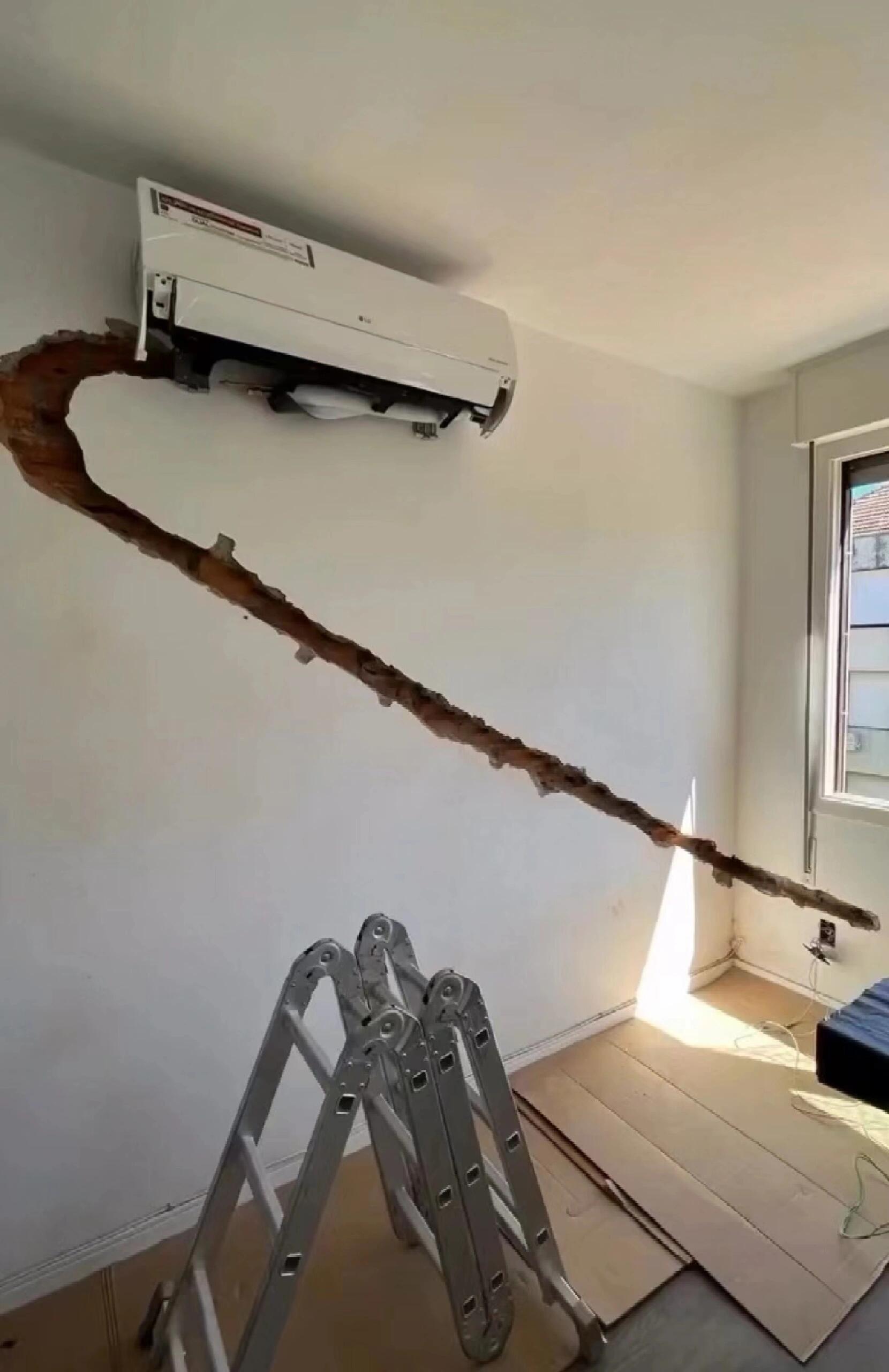 空调转弯往床上吹空调开一夜嘴歪了空调安装搞笑图片空调奇葩图片大全