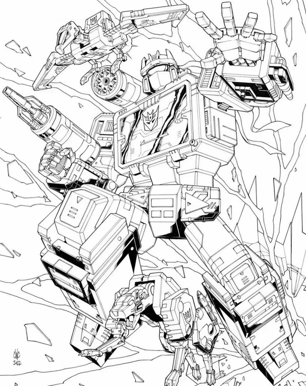 画师casey绘制的一组变形金刚角色插画,用流畅的线条描绘了idw风格的