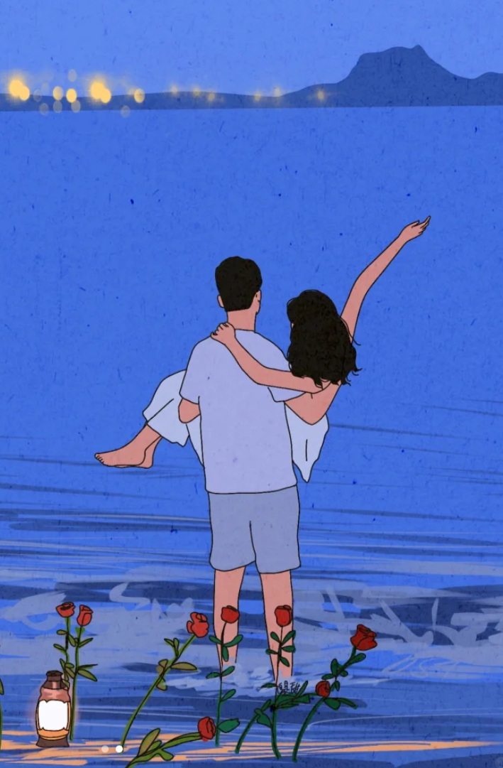 两个人分头走的图片奔向爱情aigc墙纸高清情侣背靠背缠绵壁纸永不